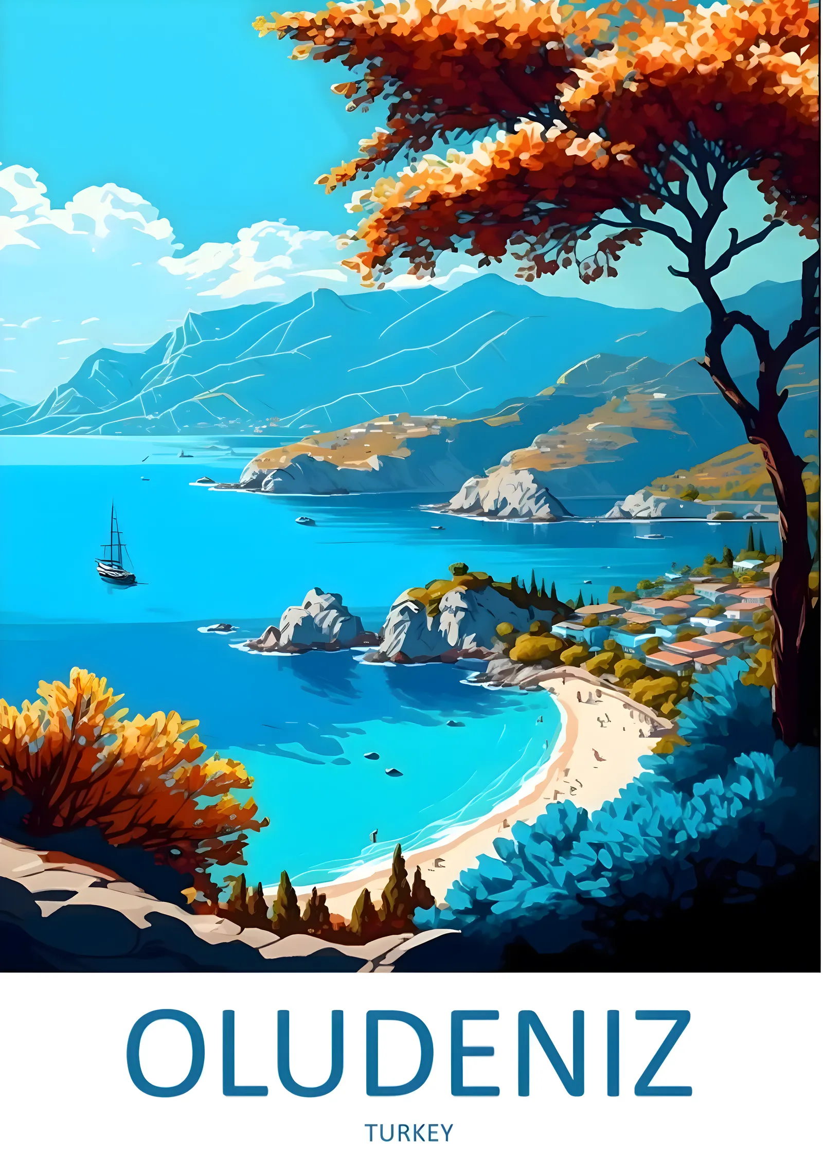 Oludeniz, Türkiye: Mavi Deniz ve Doğal Güzellik metal tablo