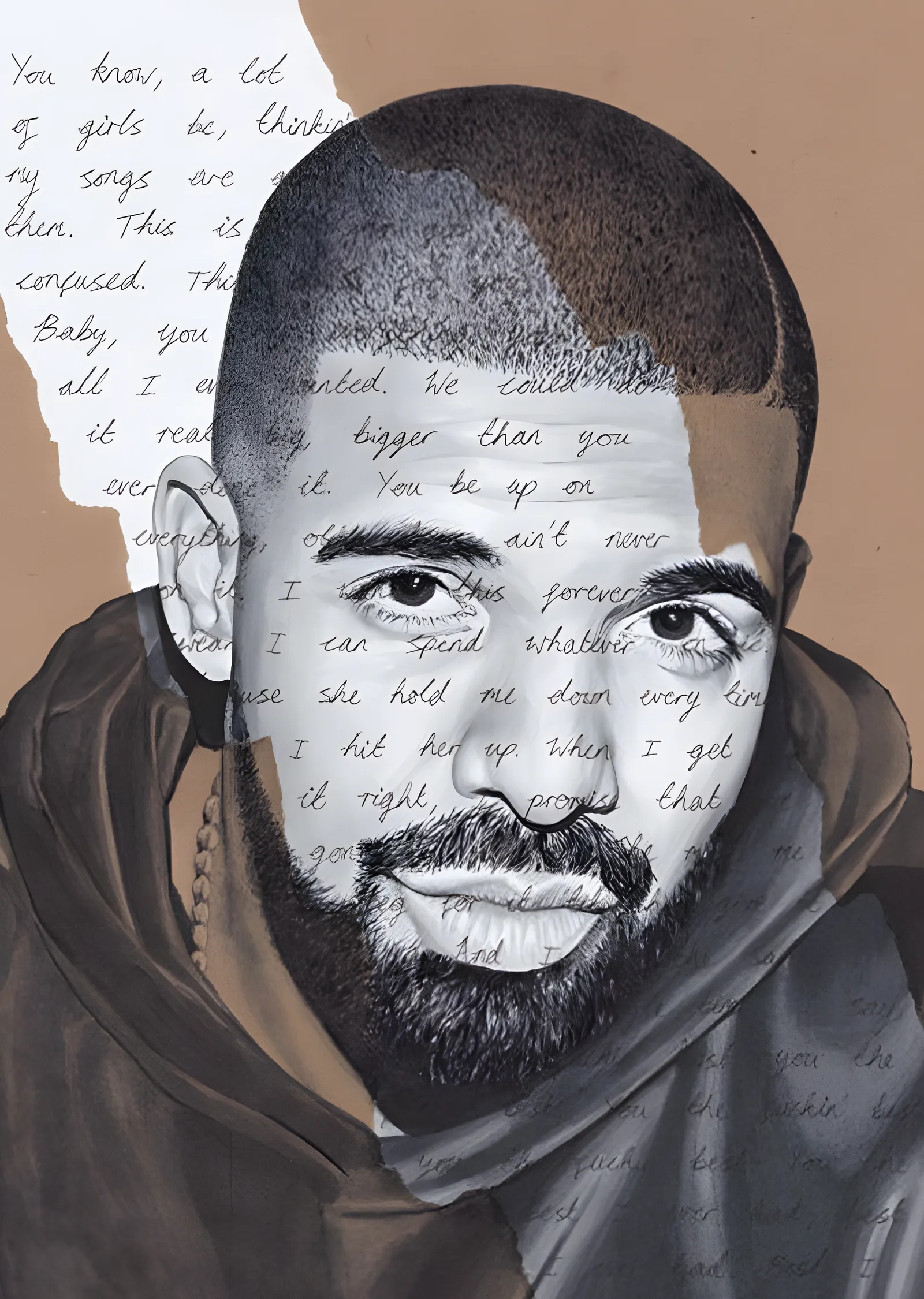 Drake: Karakalem metal tablo