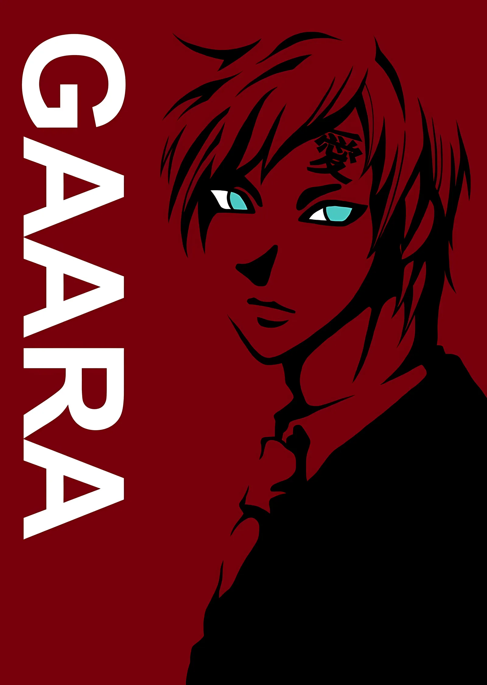 Gaara - Kırmızı Zeminde Grafik Portre metal tablo