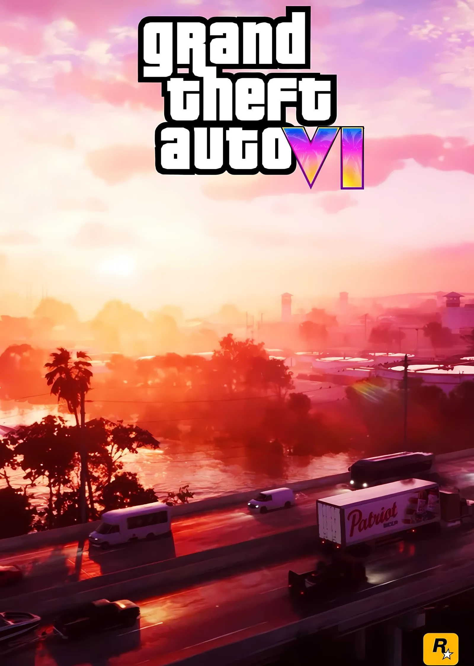 Grand Theft Auto VI - Otoyolda Gün Batımı metal tablo