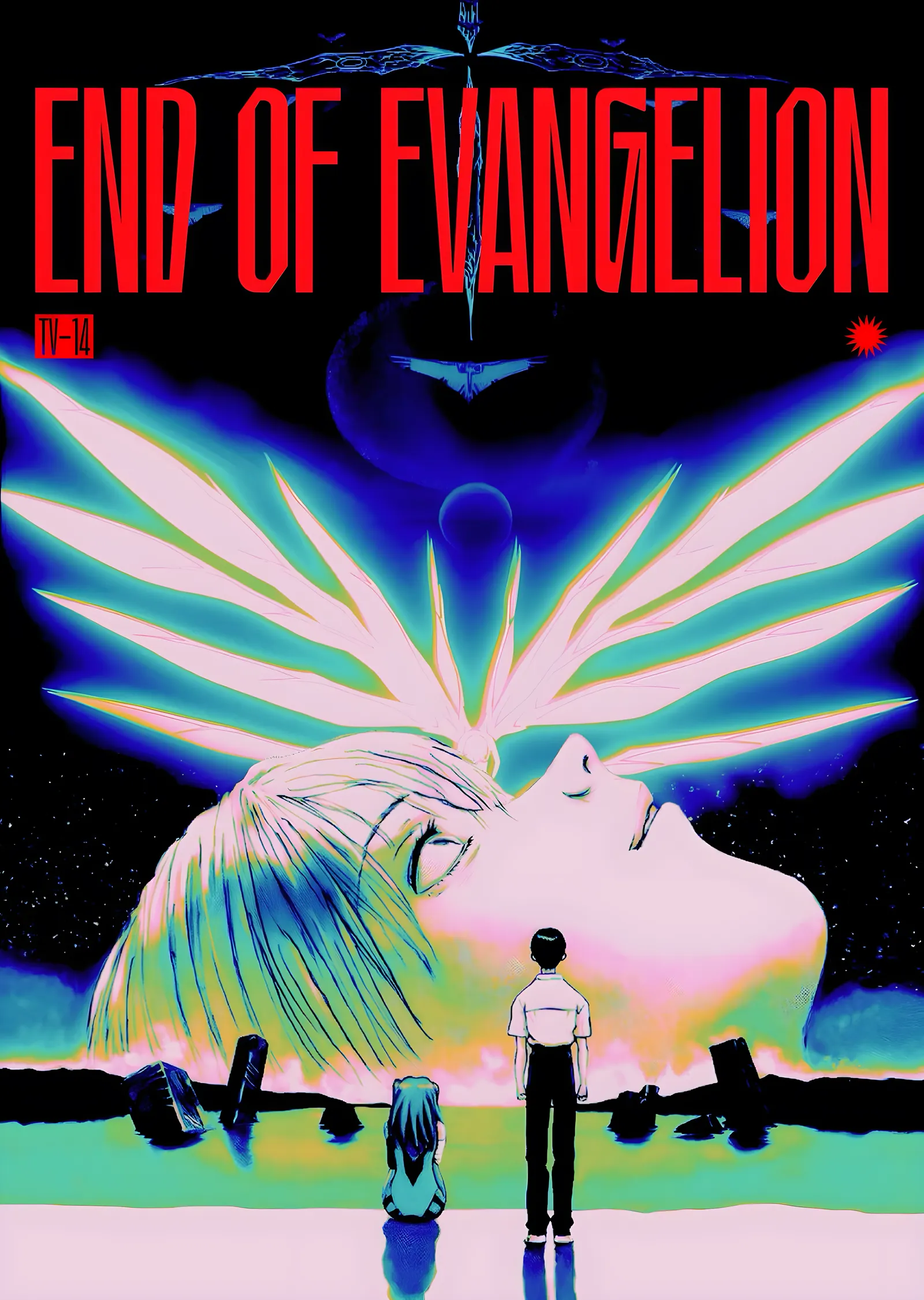 The End of Evangelion - Neon Kanatlar metal tablo