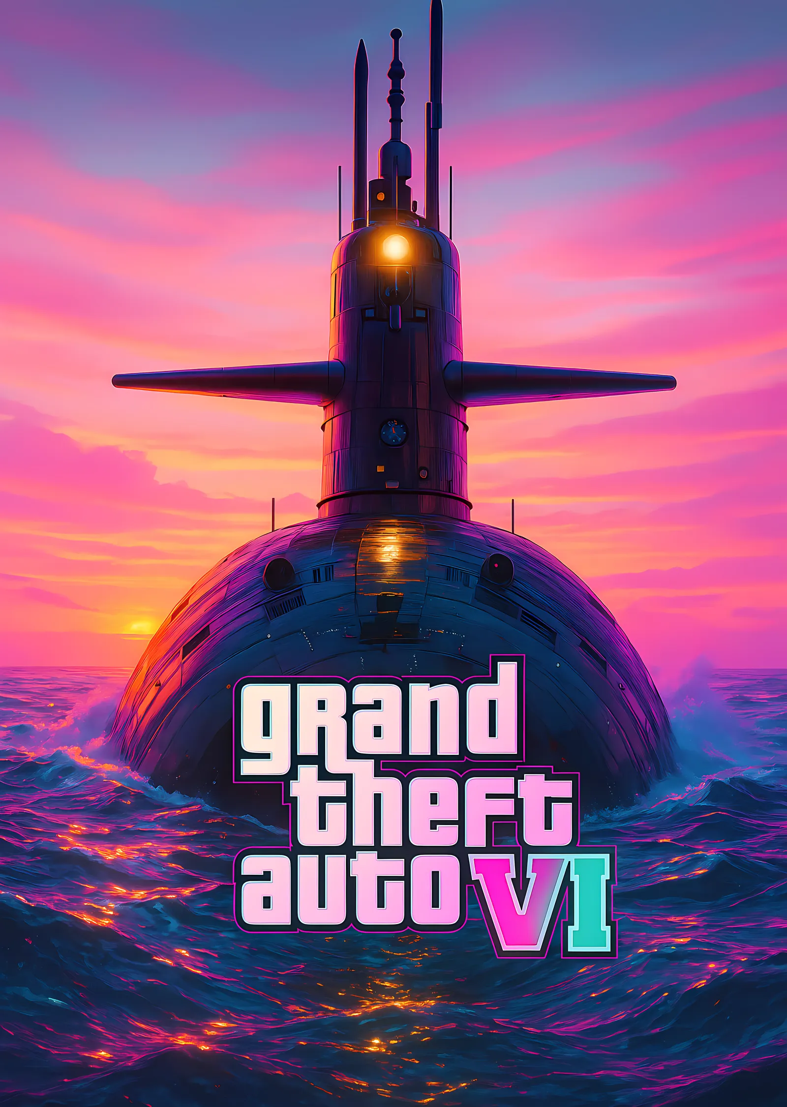 Grand Theft Auto VI - Gün Batımında Denizaltı metal tablo