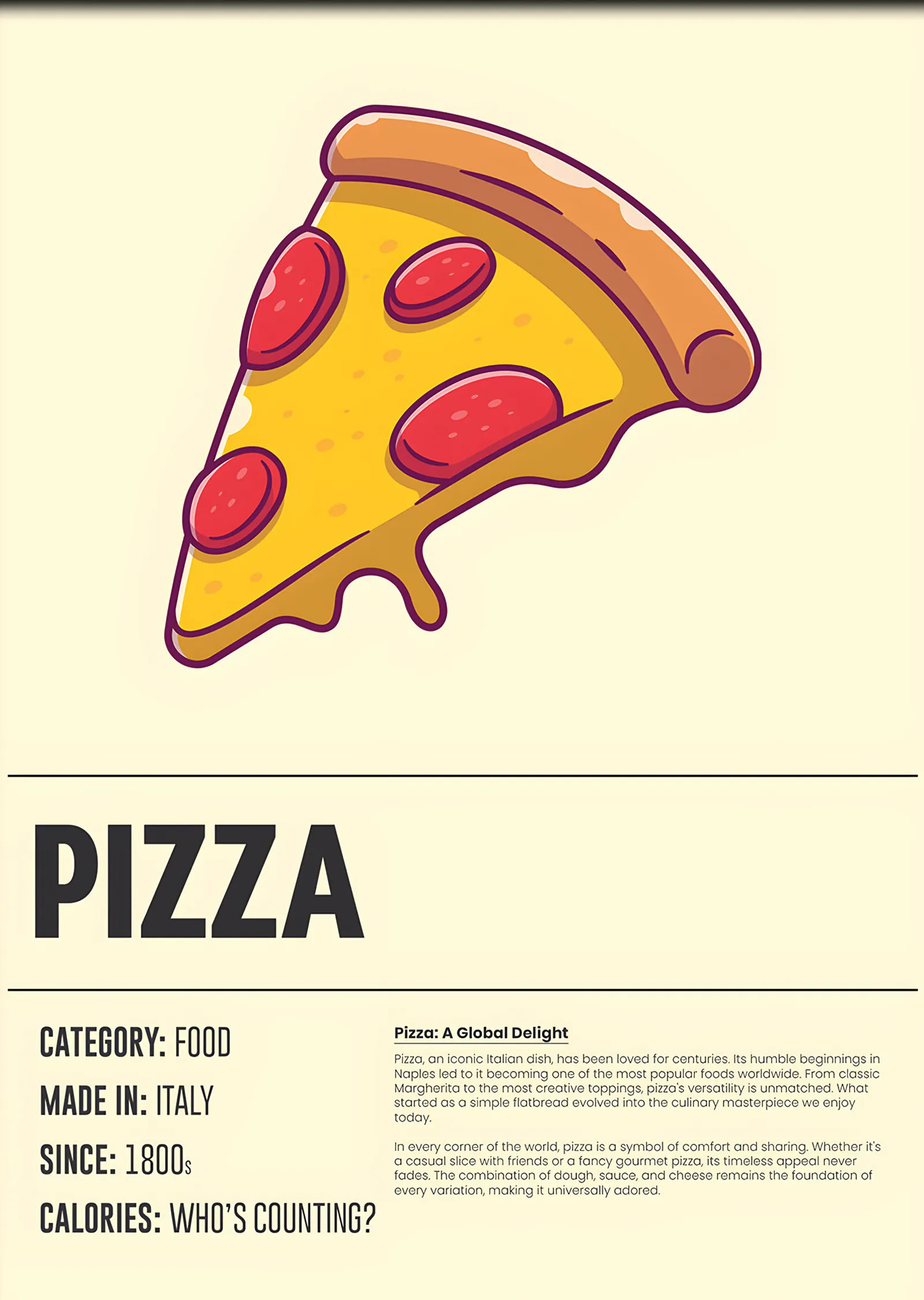 Pizza Mutfak Kartı metal tablo