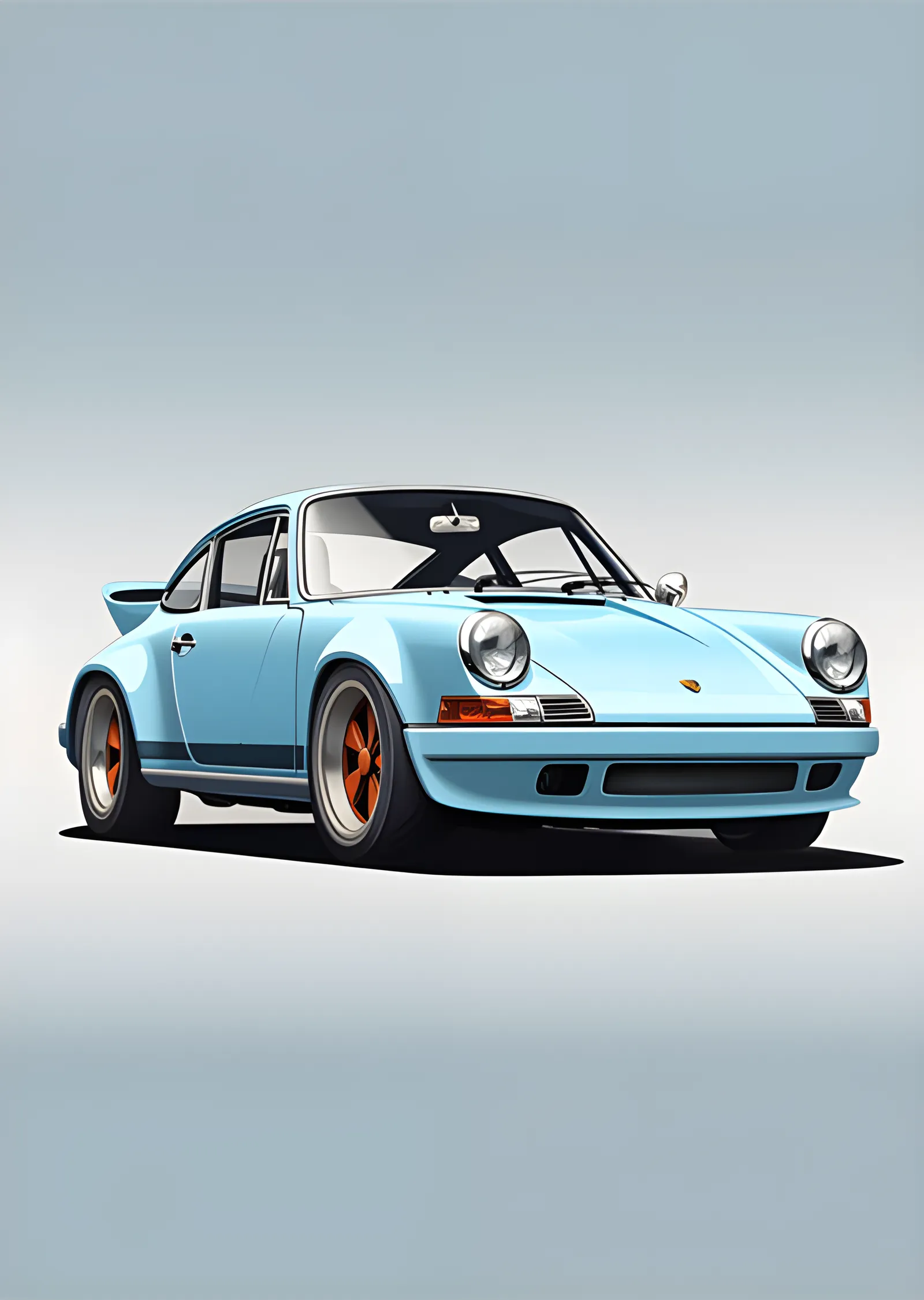 Porsche 911 - Buz Mavisi Retro metal tablo