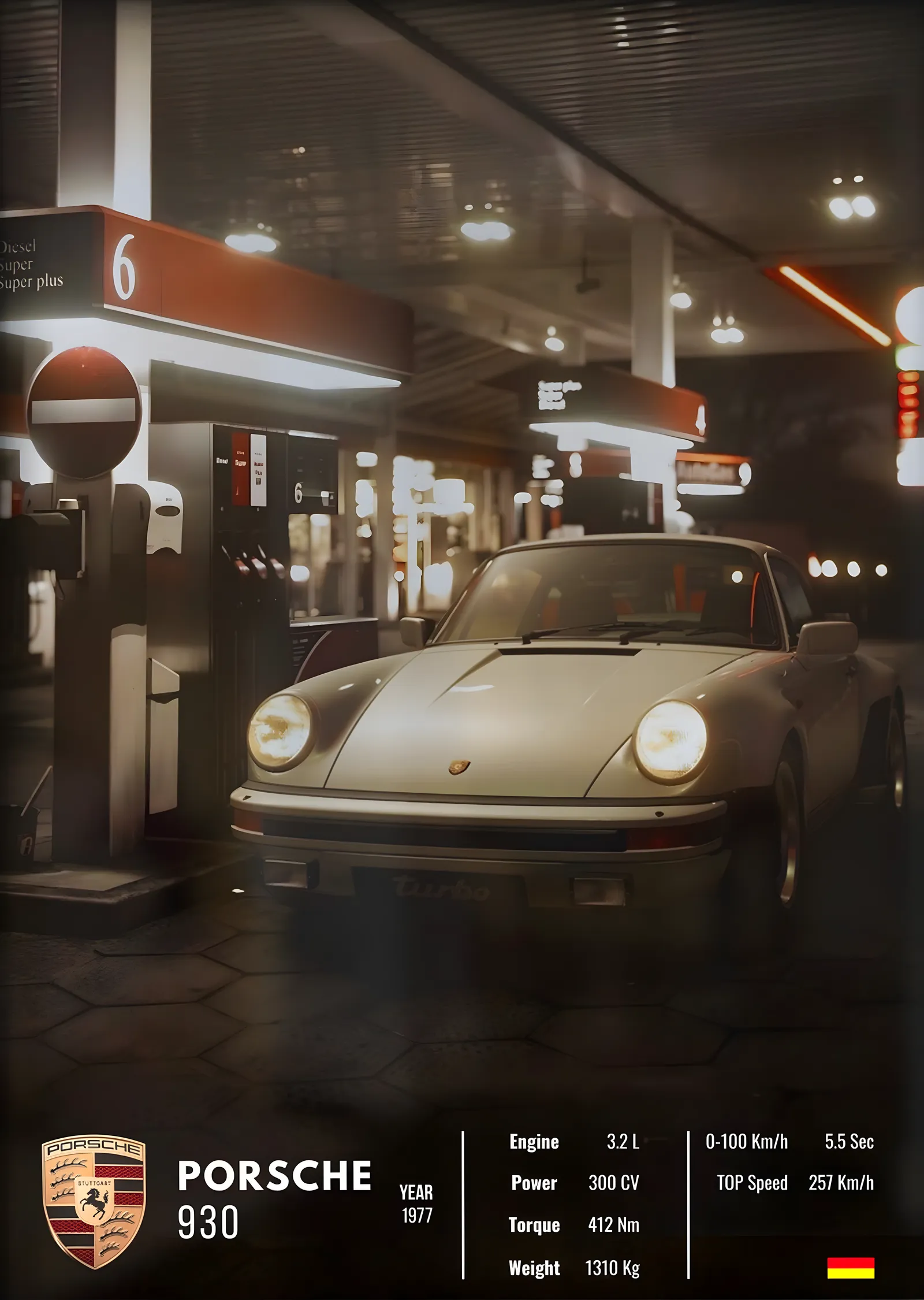 Porsche 930 metal tablo