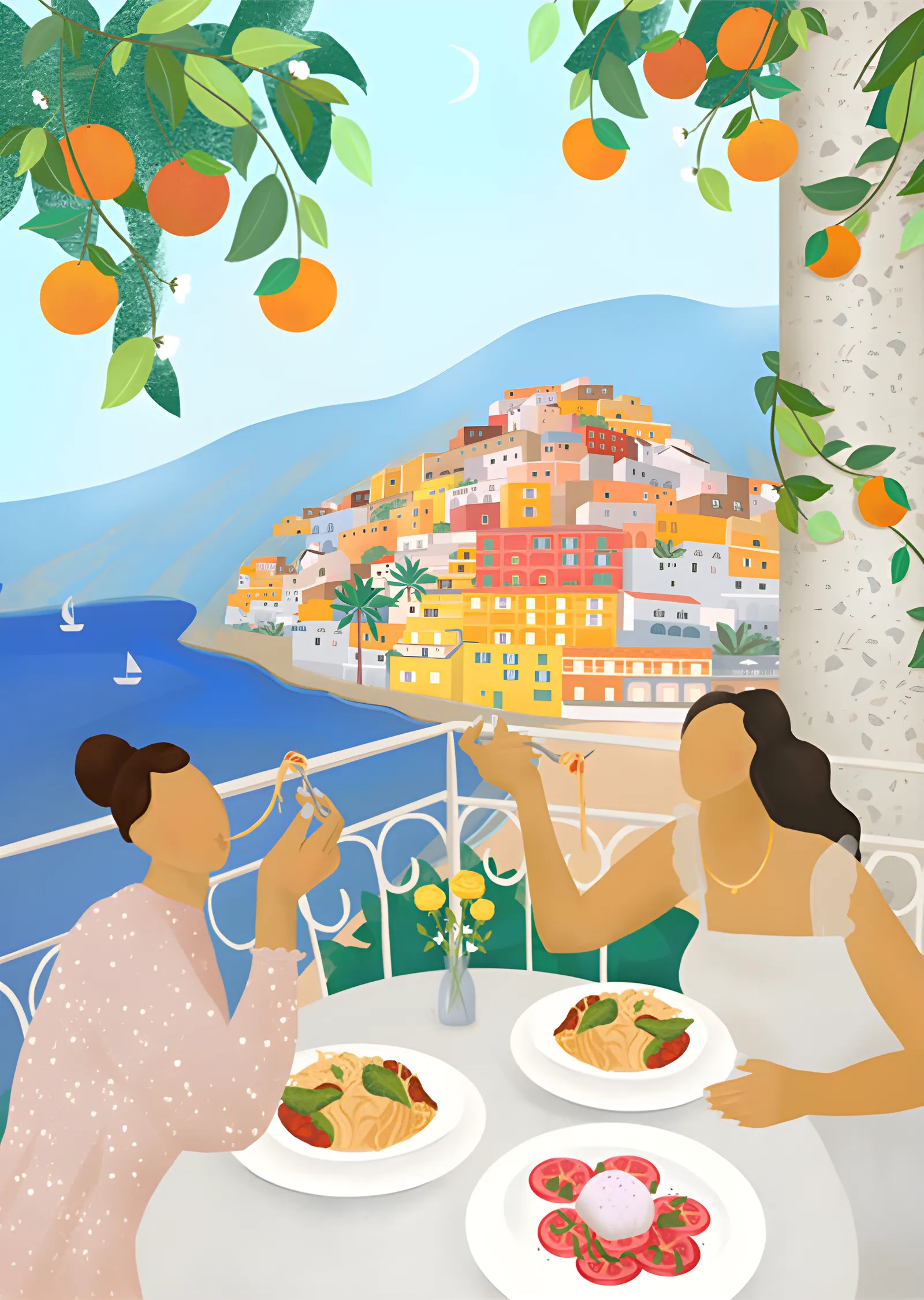 Positano'da Öğle Yemeği metal tablo
