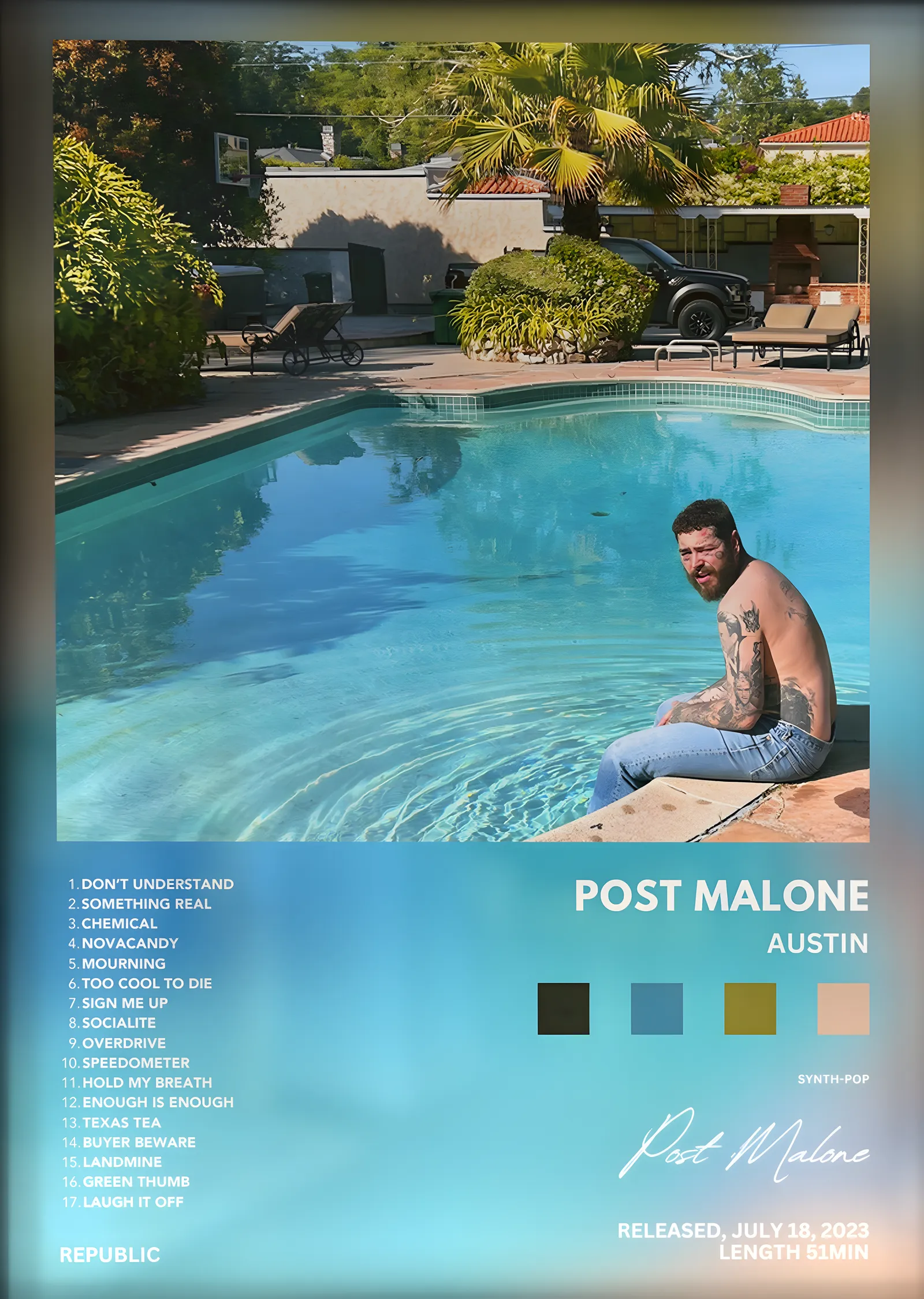 Post Malone: Austin metal tablo