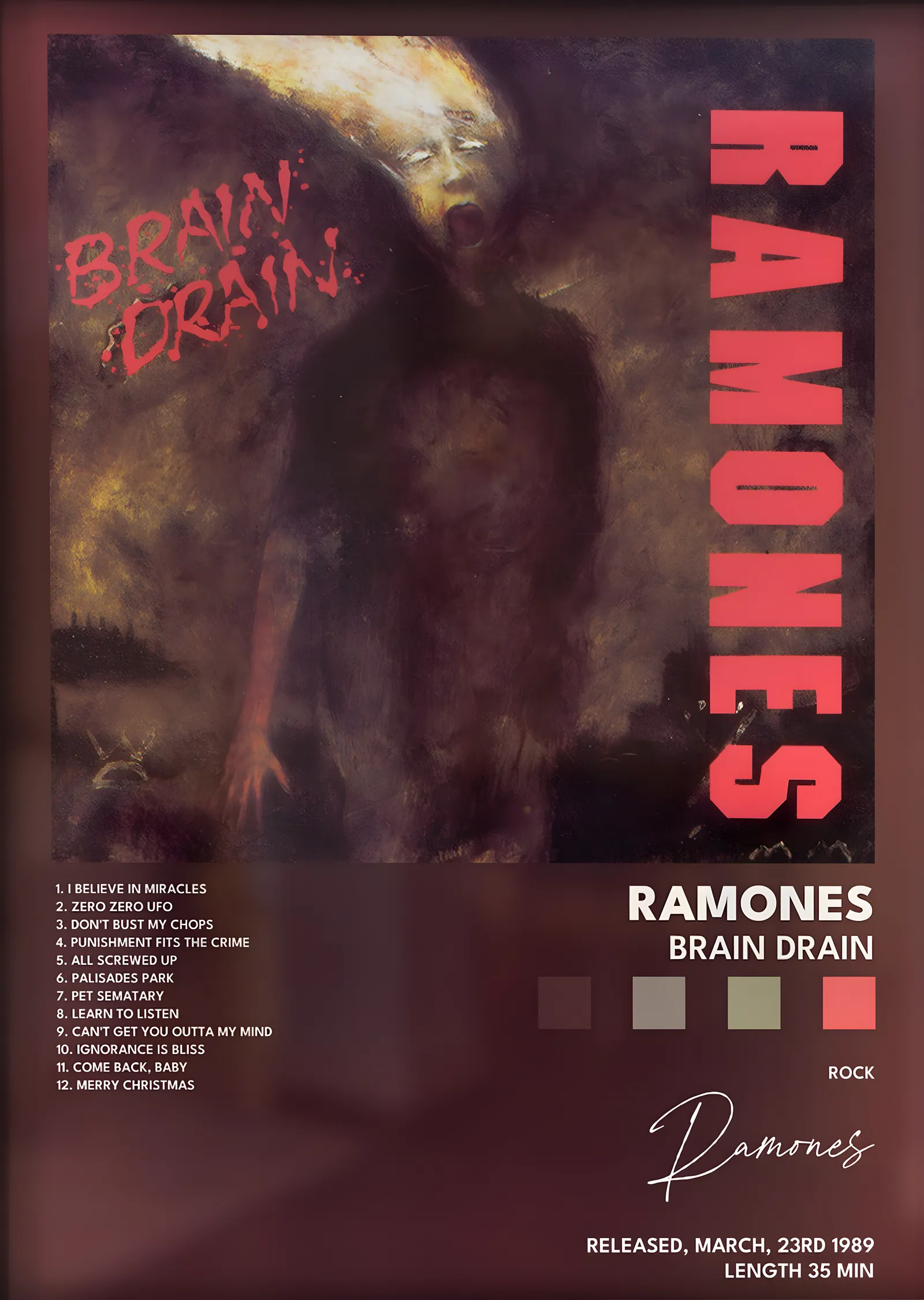 Ramones: Brain Drain metal tablo