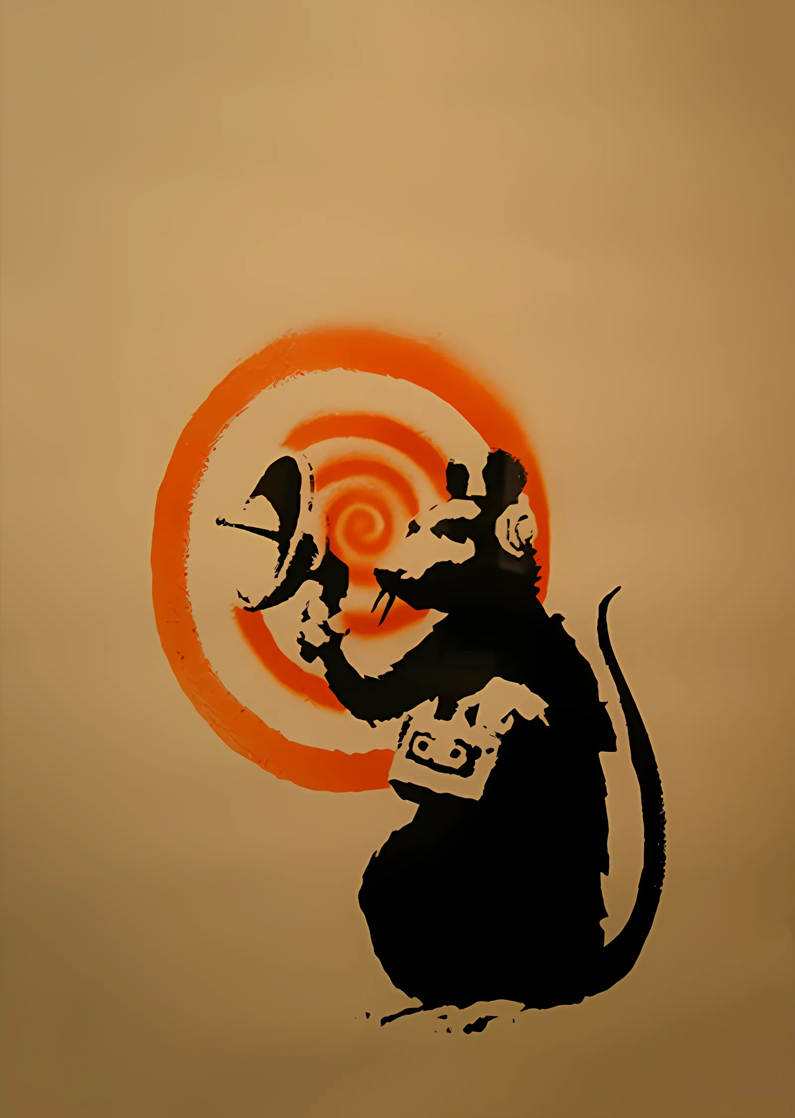Banksy - Radar Rat ve Turuncu Spiral metal tablo