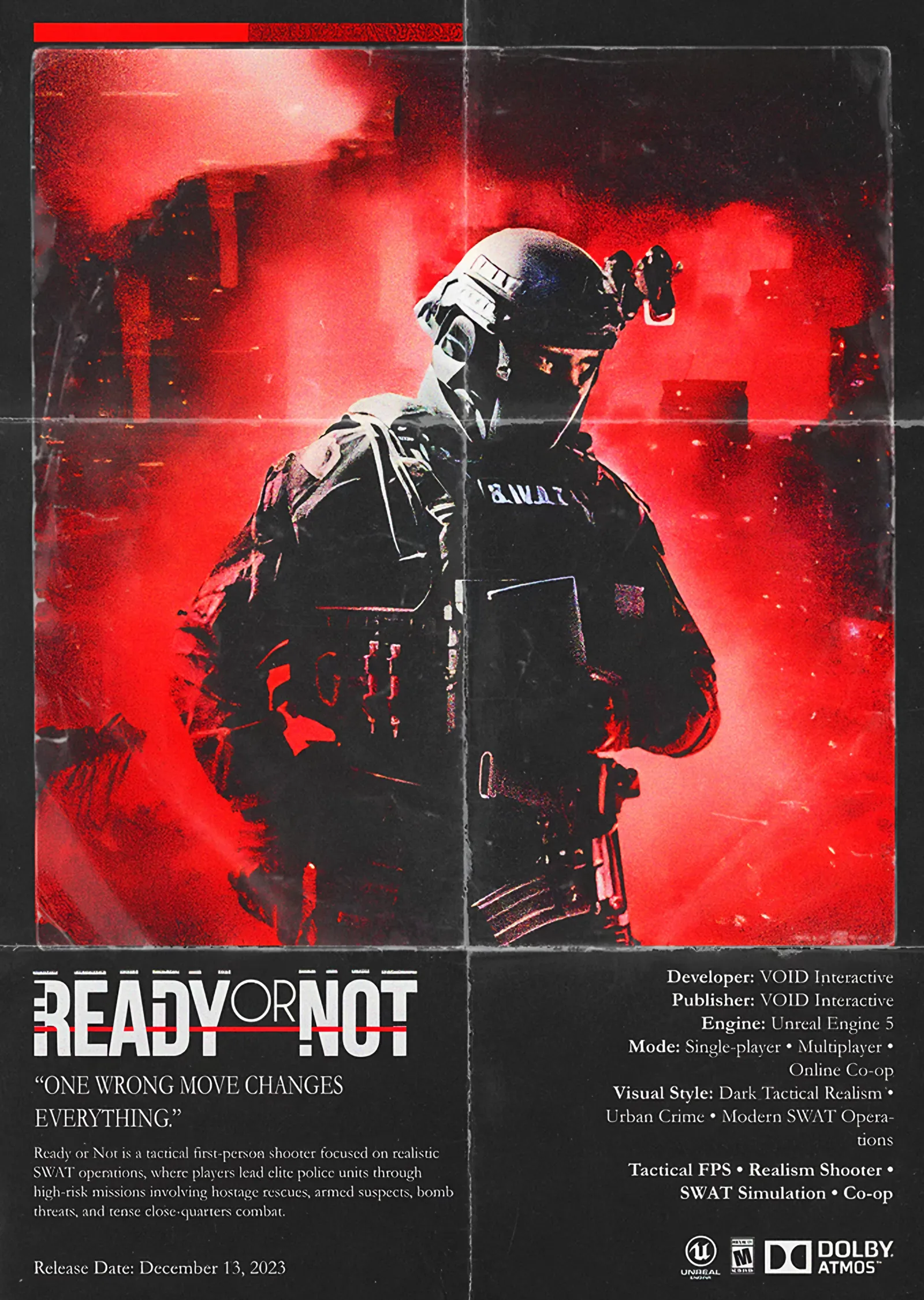 Ready or Not: Kızıl Zeminde Künyeli Operatör metal tablo