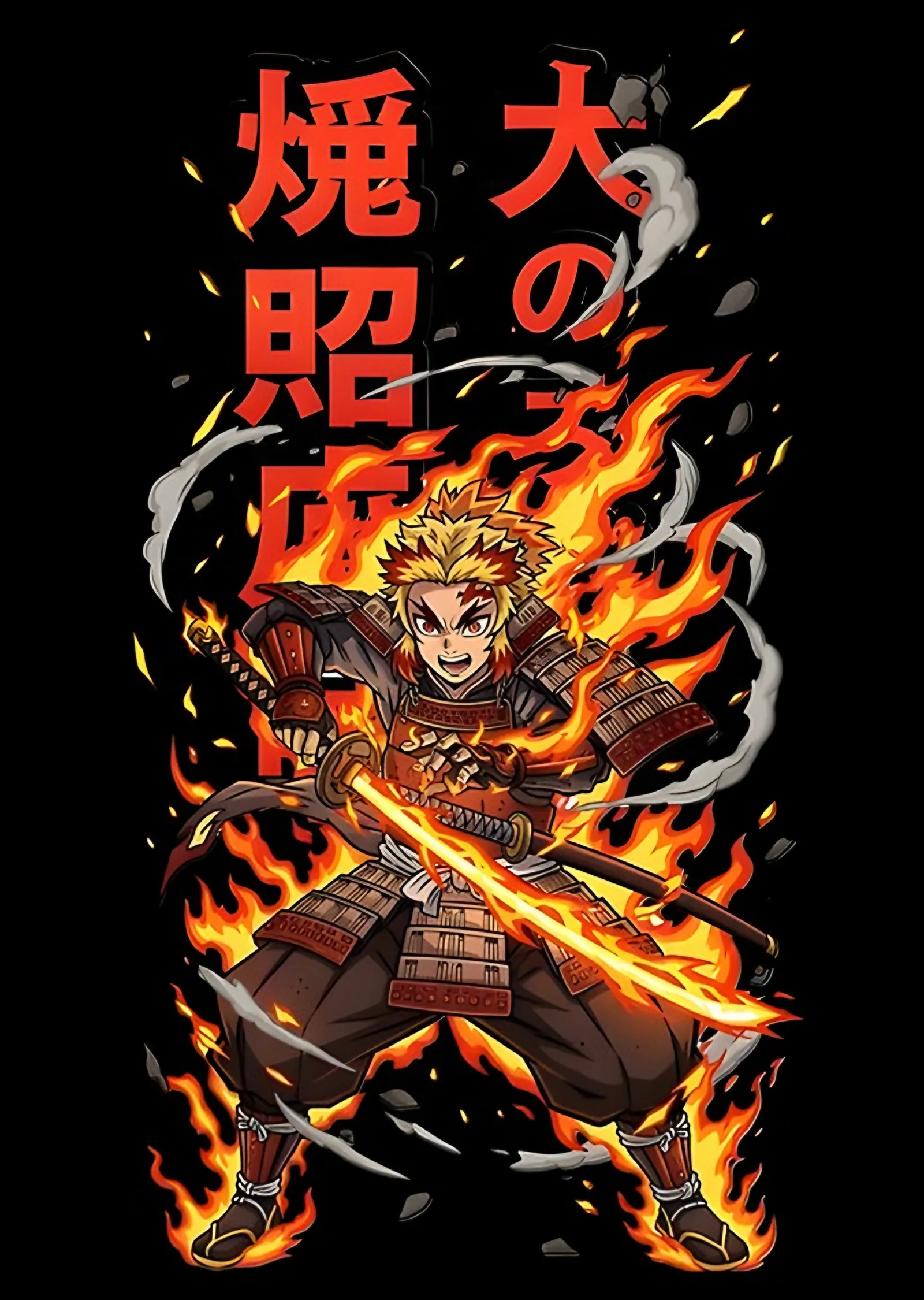 Rengoku Alev Samuray metal tablo