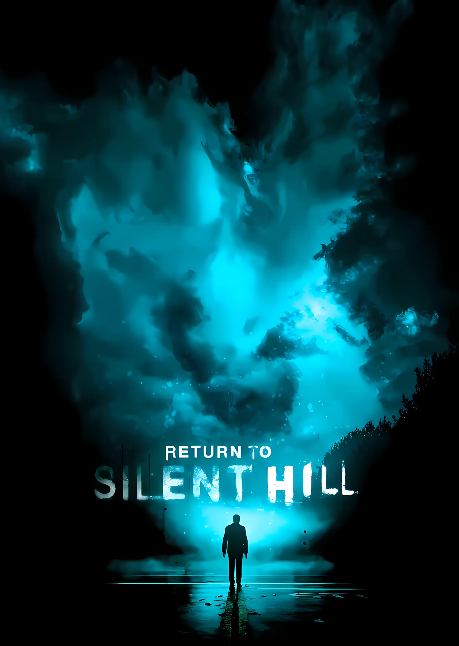 Return to Silent Hill - Turkuaz Sis metal tablo