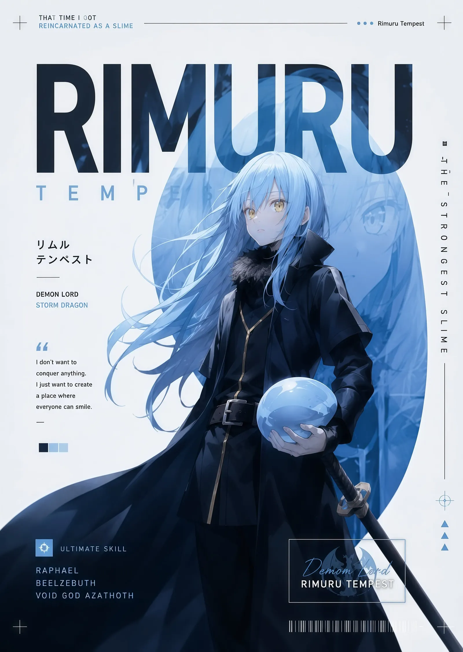 Rimuru Tempest - Karakter Künyesi metal tablo