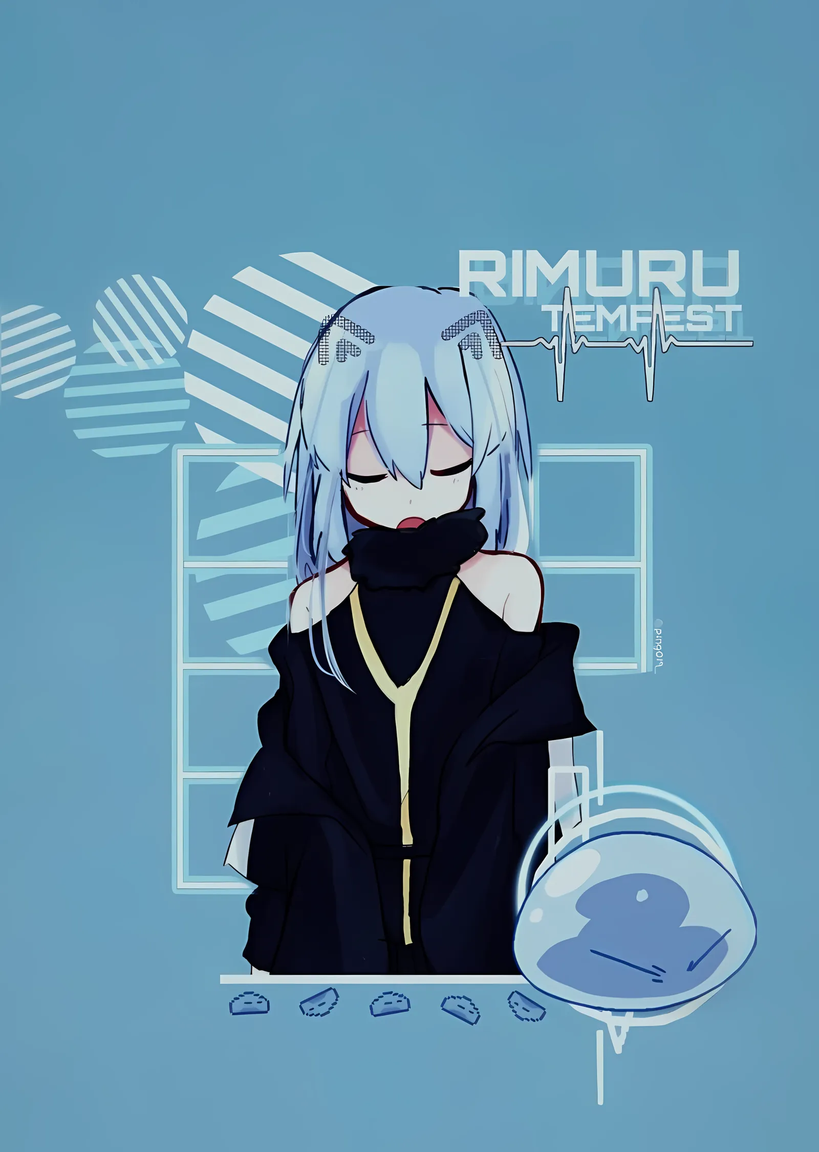 Rimuru Tempest - Mavi Zemin Portre metal tablo
