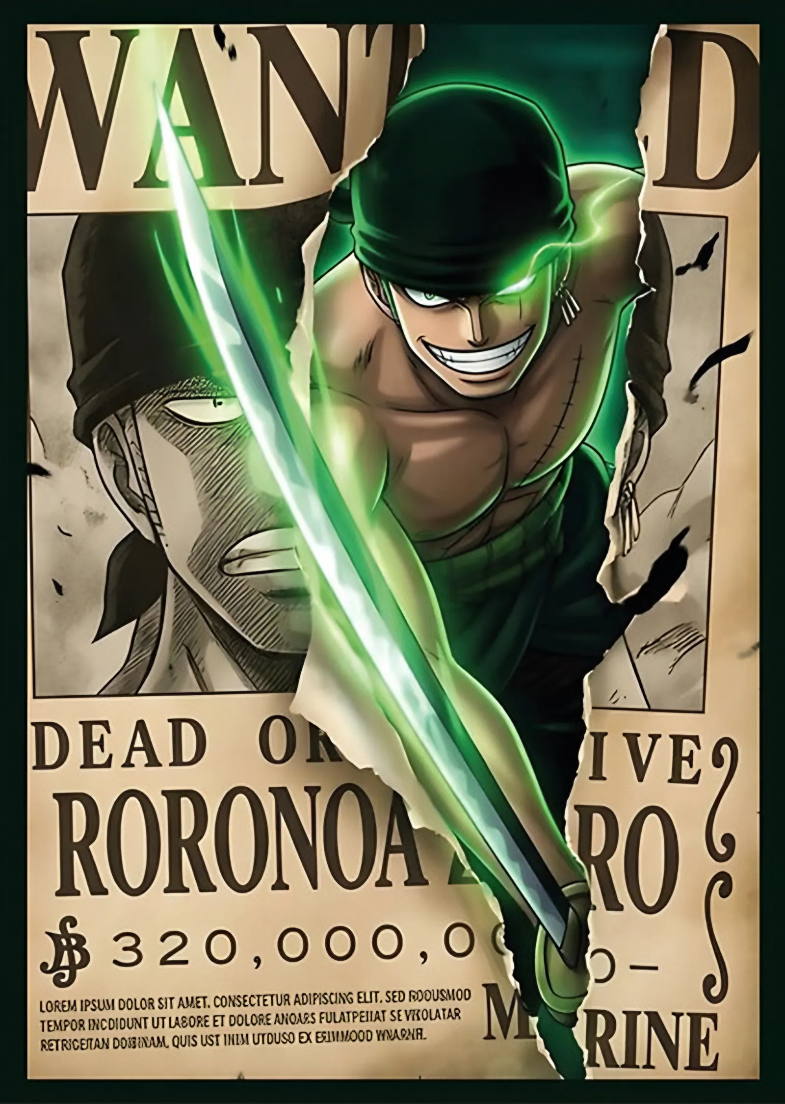 Roronoa Zoro Aranıyor İlanı metal tablo