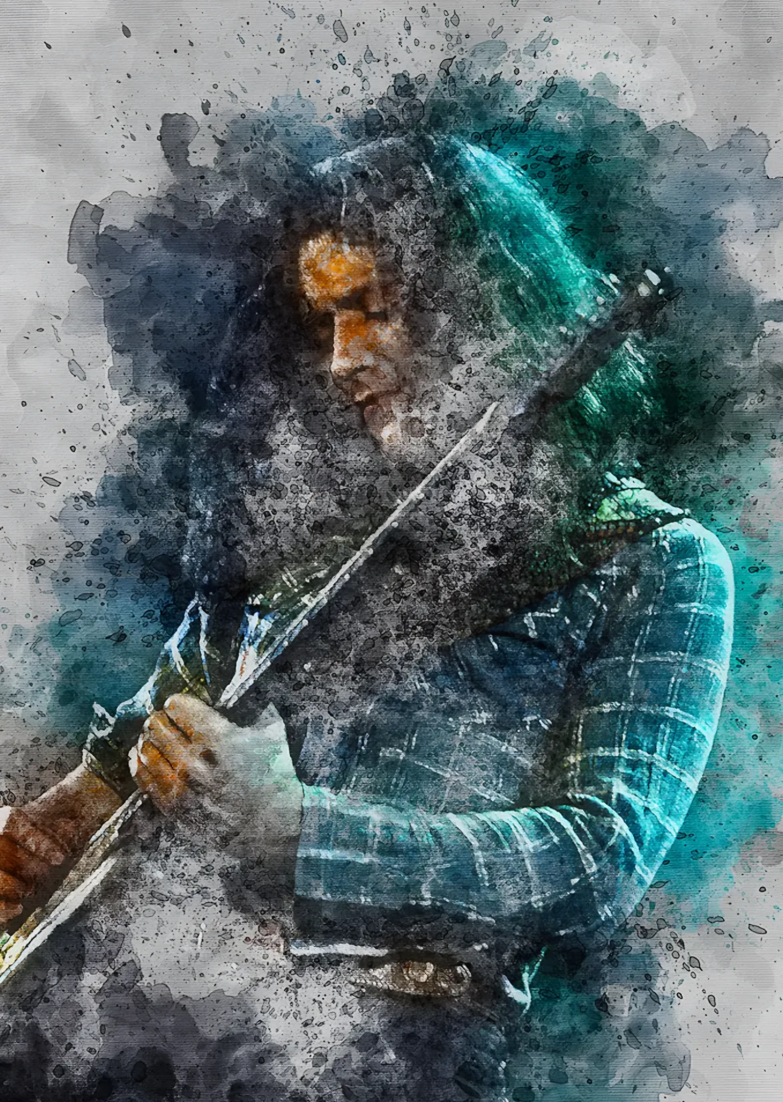 Rory Gallagher: Turkuaz Sıçramada Gitar metal tablo