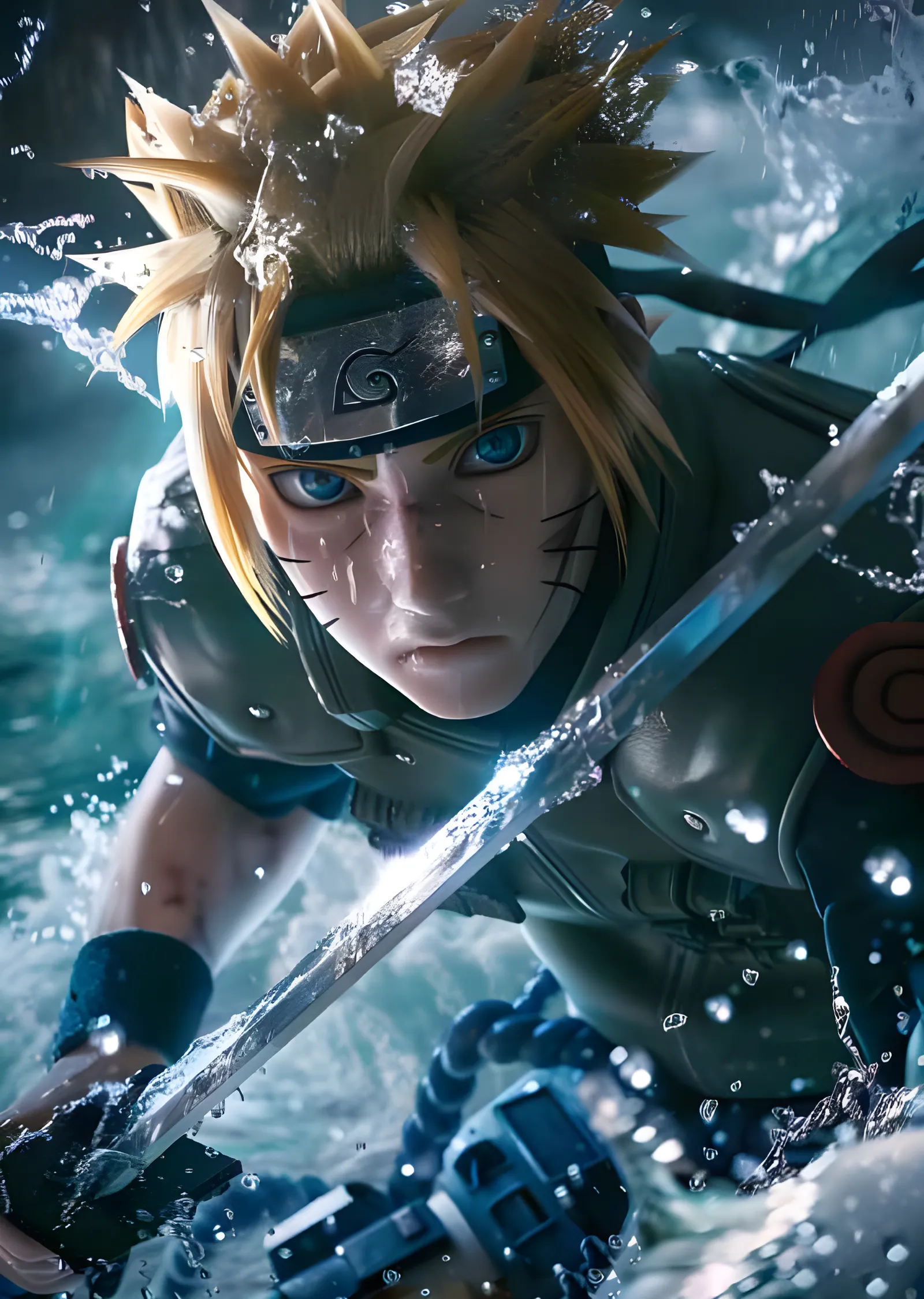 Naruto Uzumaki - Islak Kılıç Yakın Çekim metal tablo