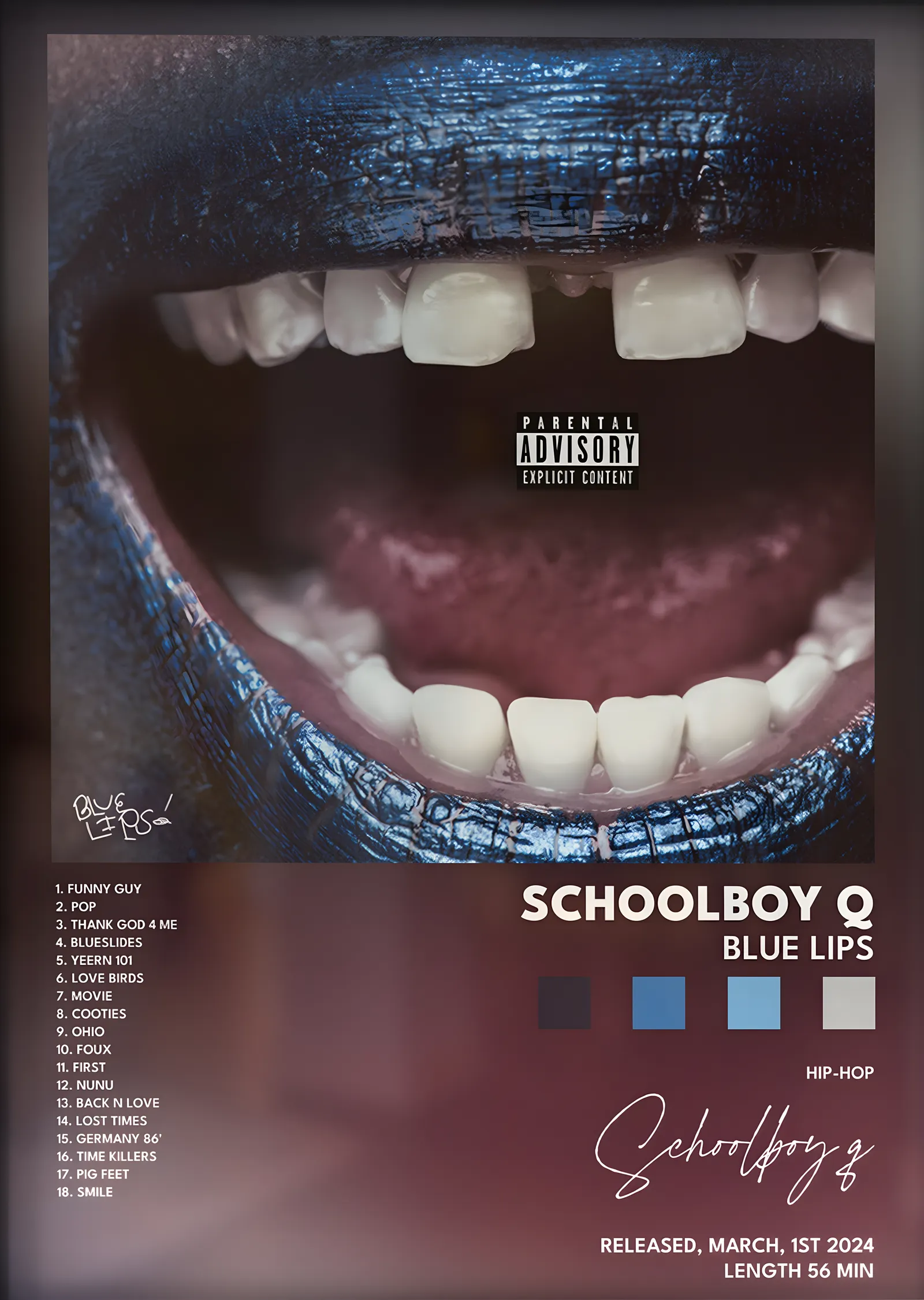 ScHoolboy Q: Blue Lips metal tablo