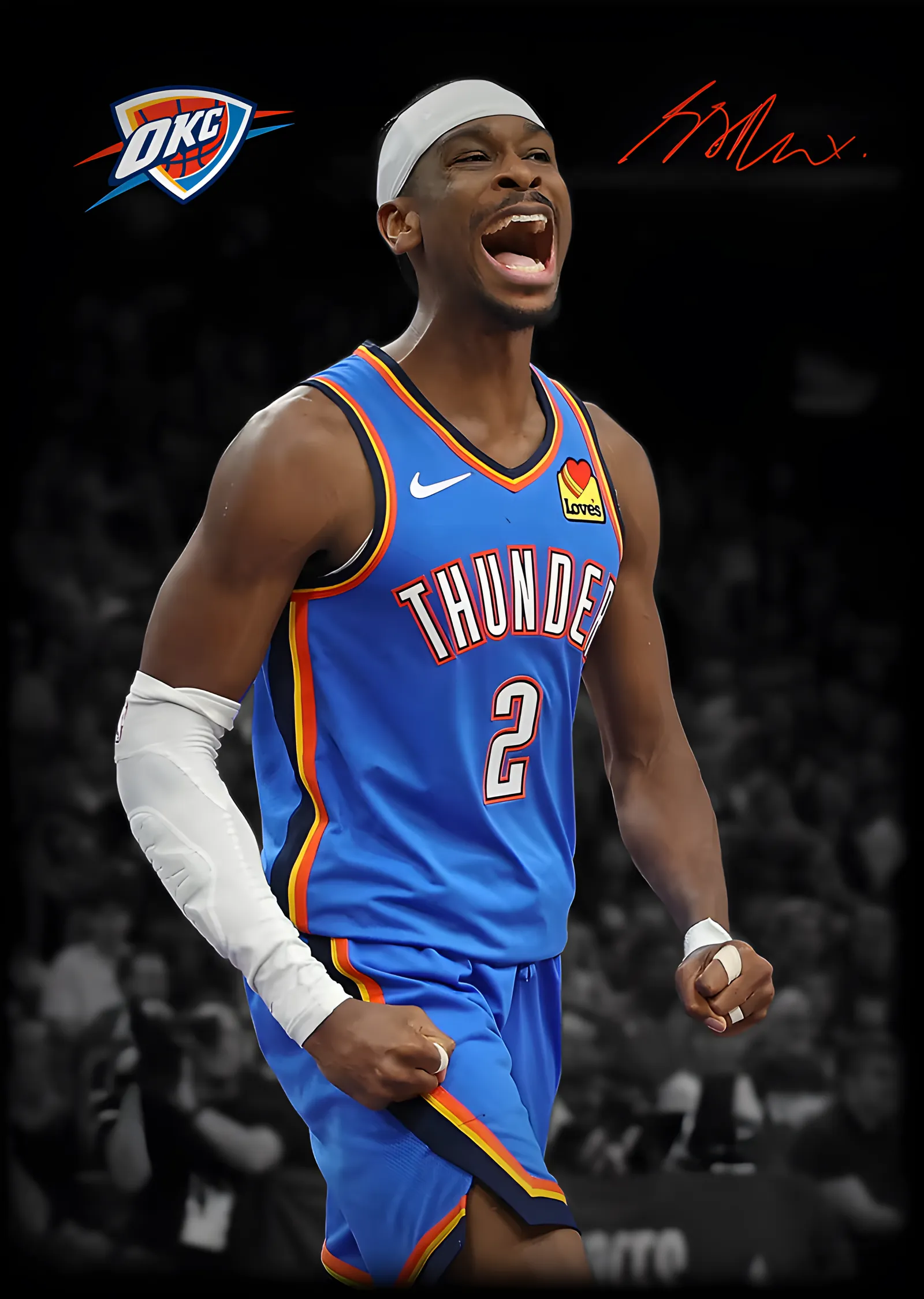 Shai Gilgeous-Alexander - Thunder Çığlığı metal tablo