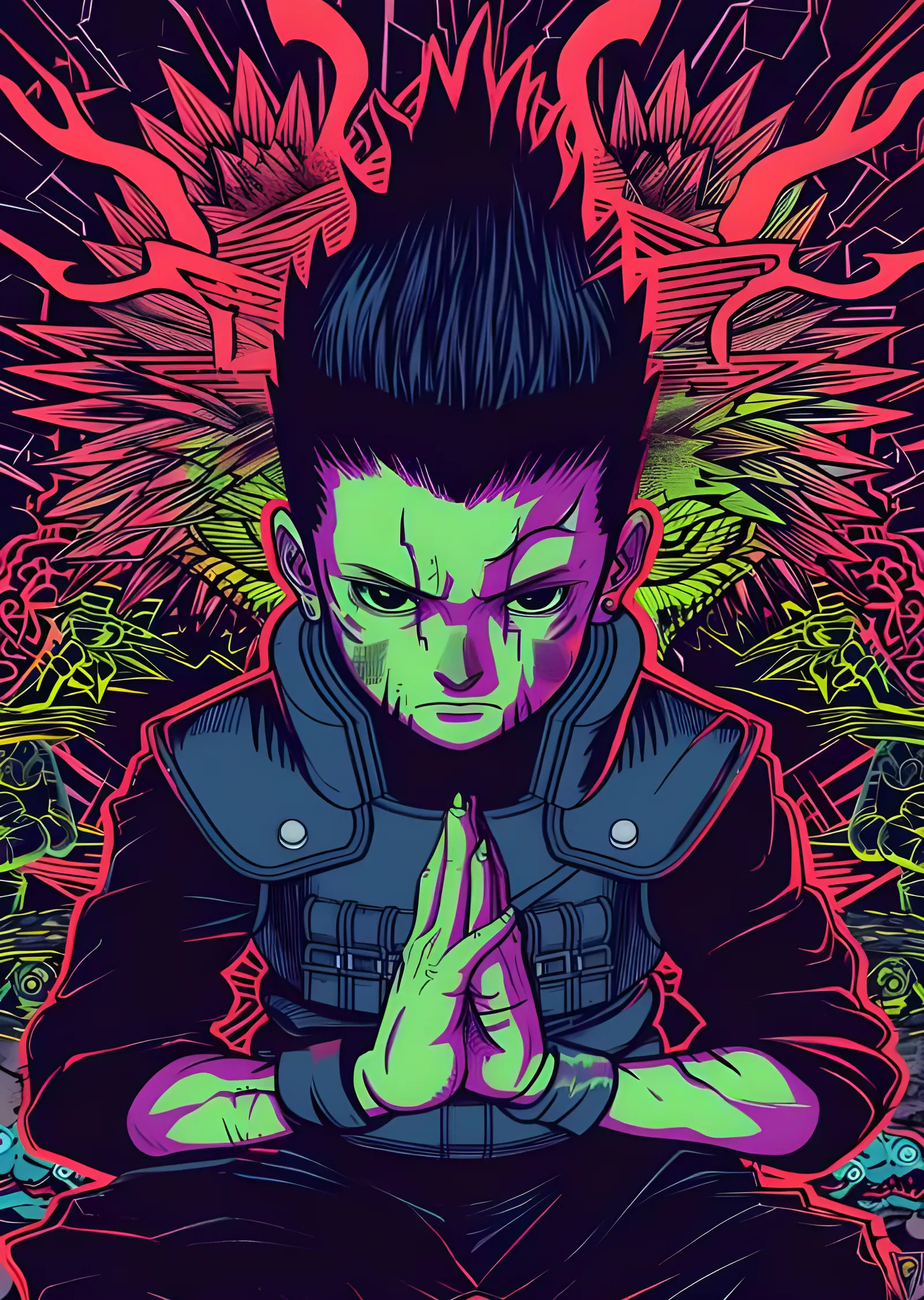 Shikamaru Nara - Neon Gölge Konsantrasyonu metal tablo
