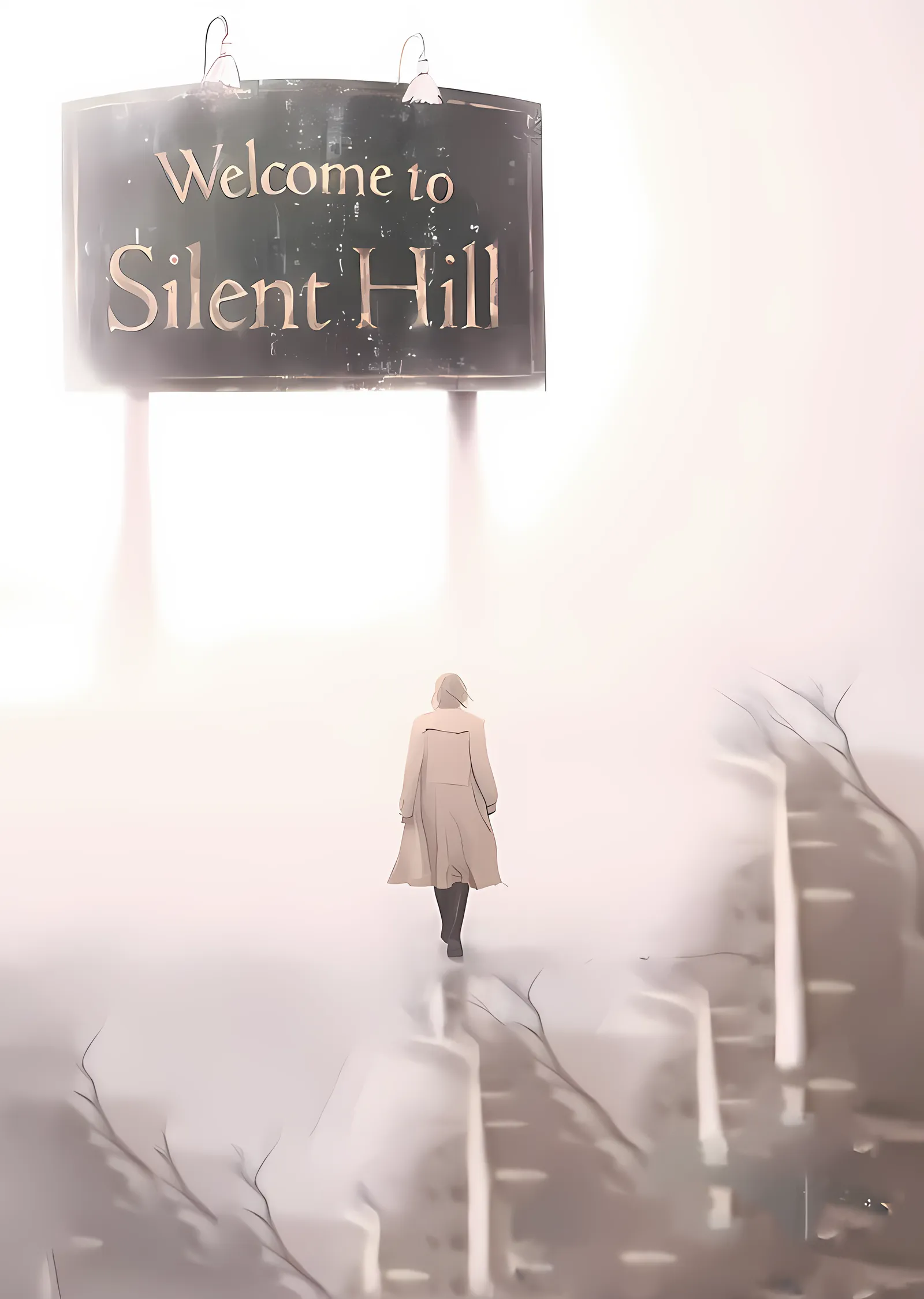 Silent Hill - Beyaz Sisli Tabela metal tablo