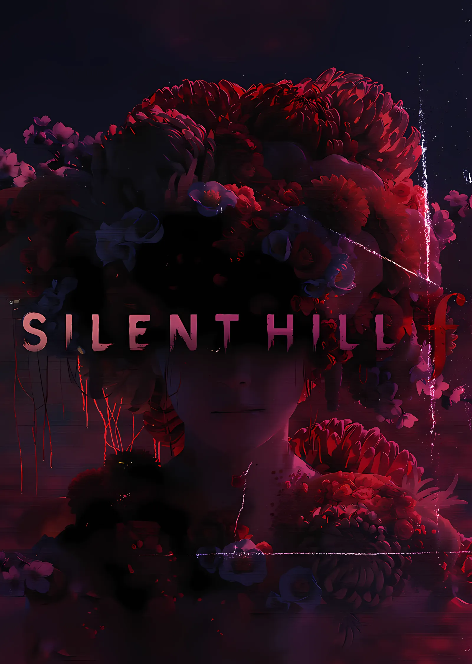 Silent Hill f - Mor Sisli Bahçe metal tablo