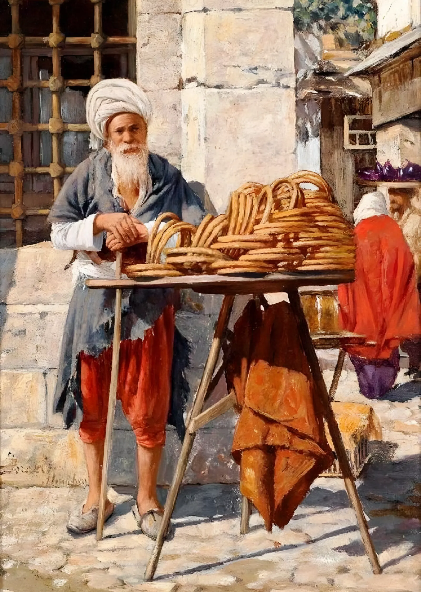 Simit Satıcısı - Fausto Zonaro metal tablo
