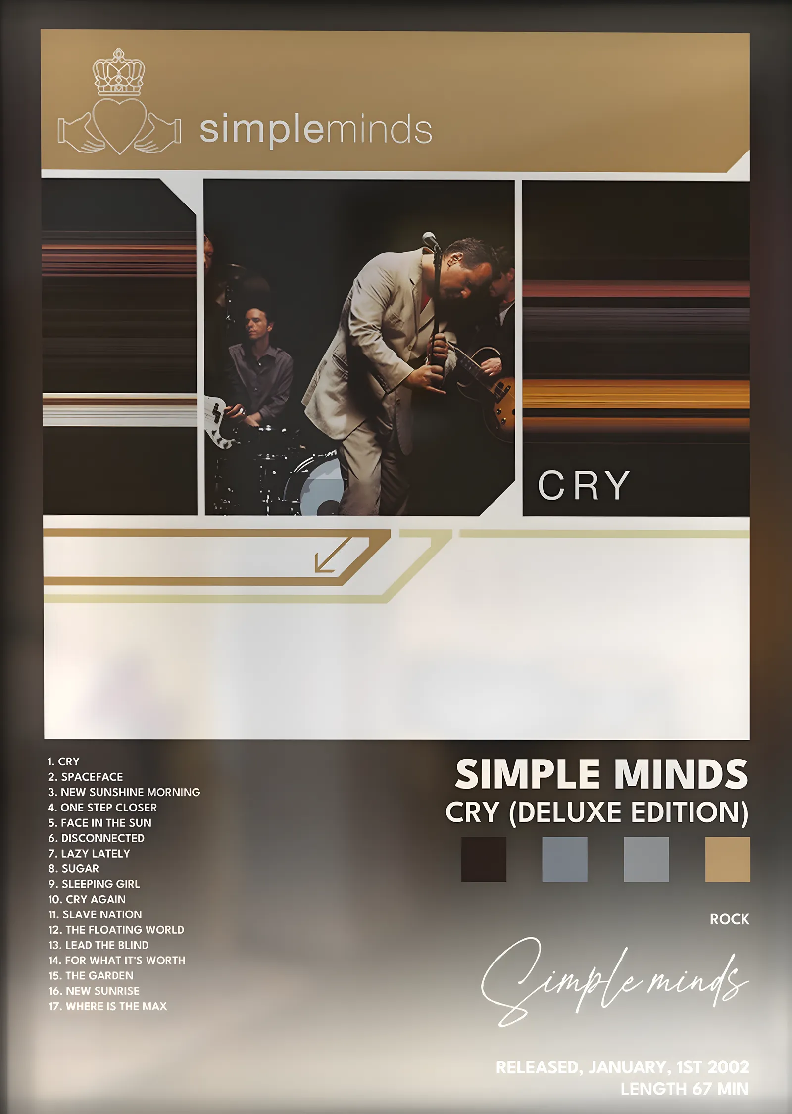 Simple Minds: Cry metal tablo