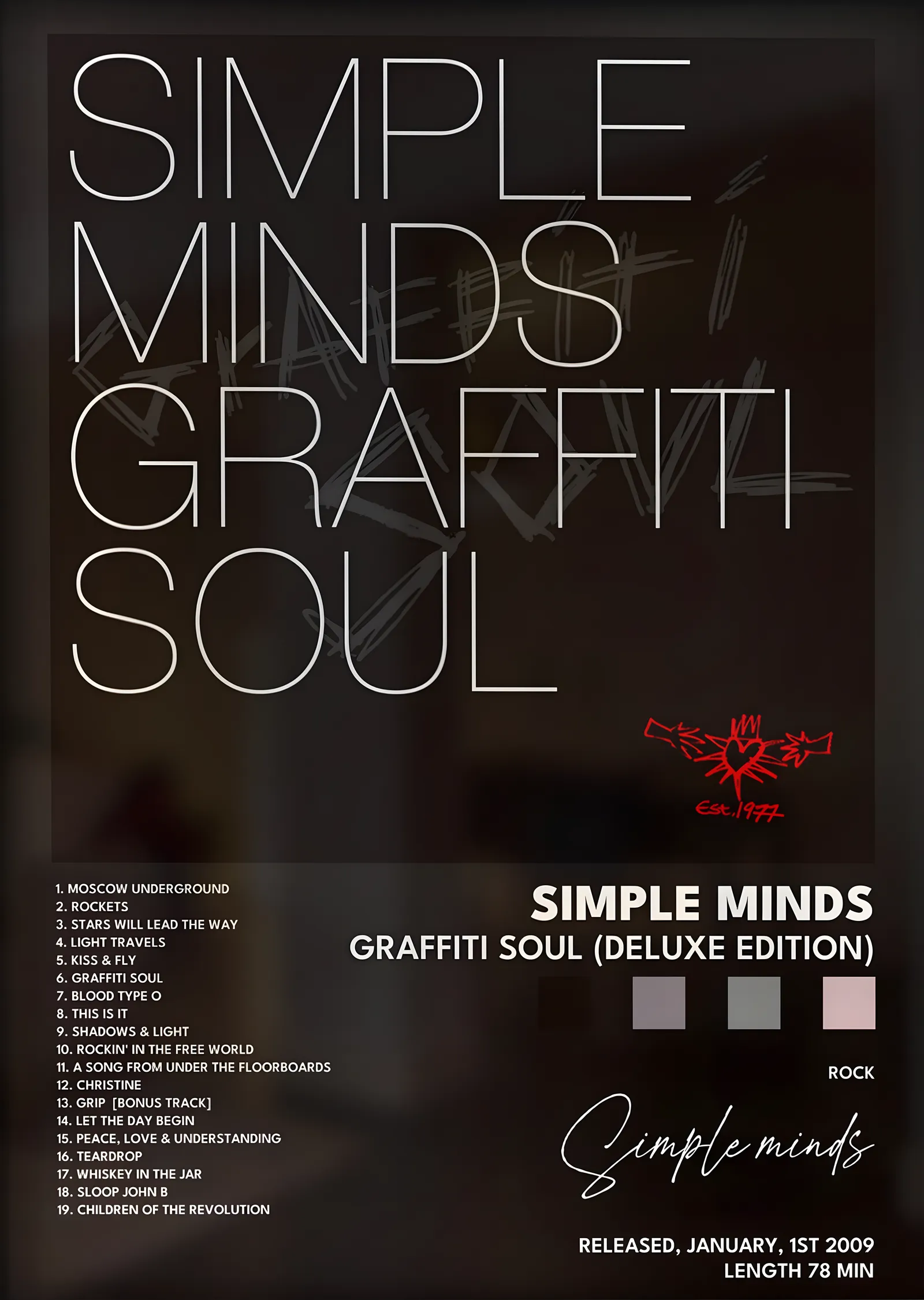 Simple Minds: Graffiti Soul metal tablo