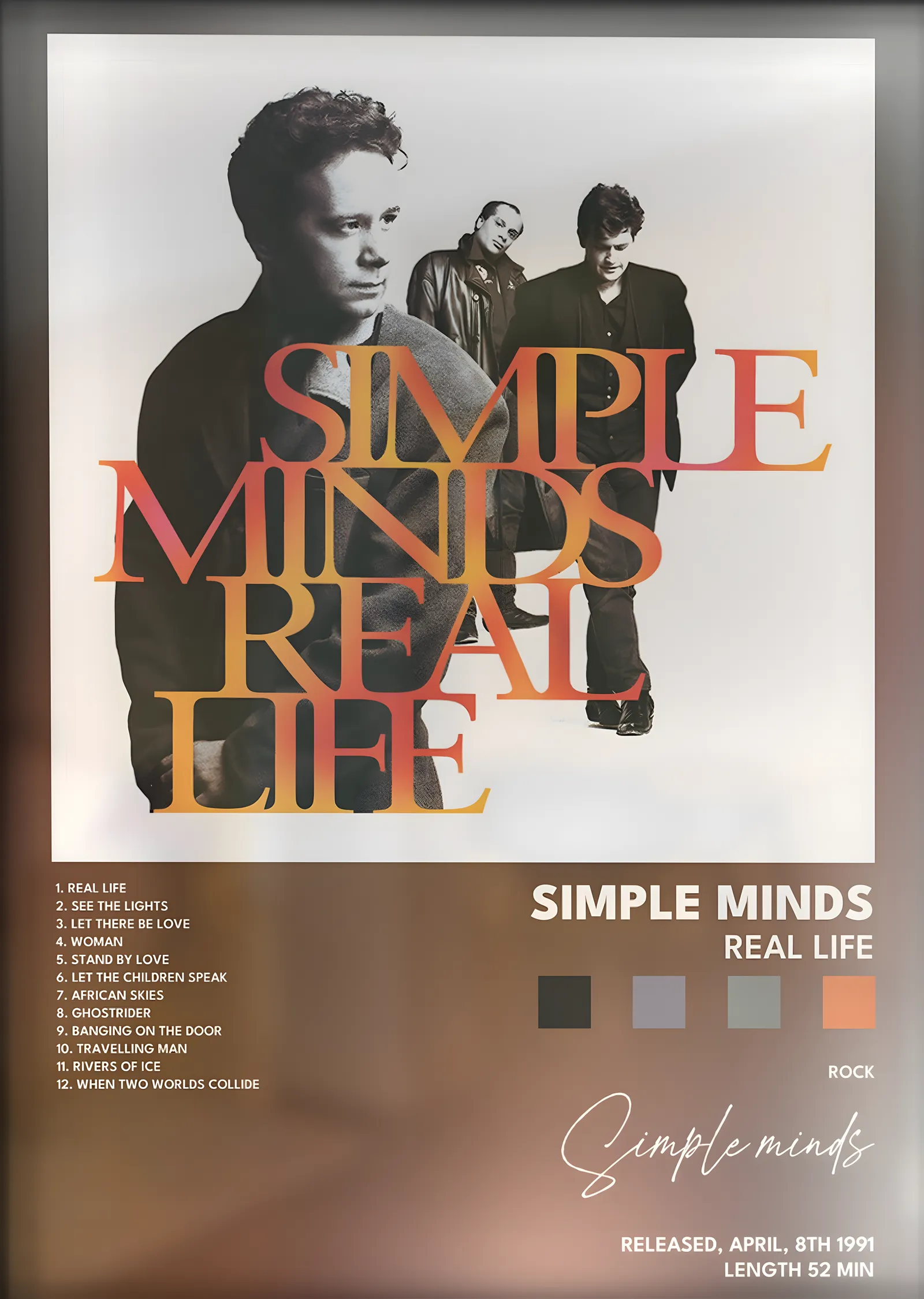Simple Minds: Real Life metal tablo