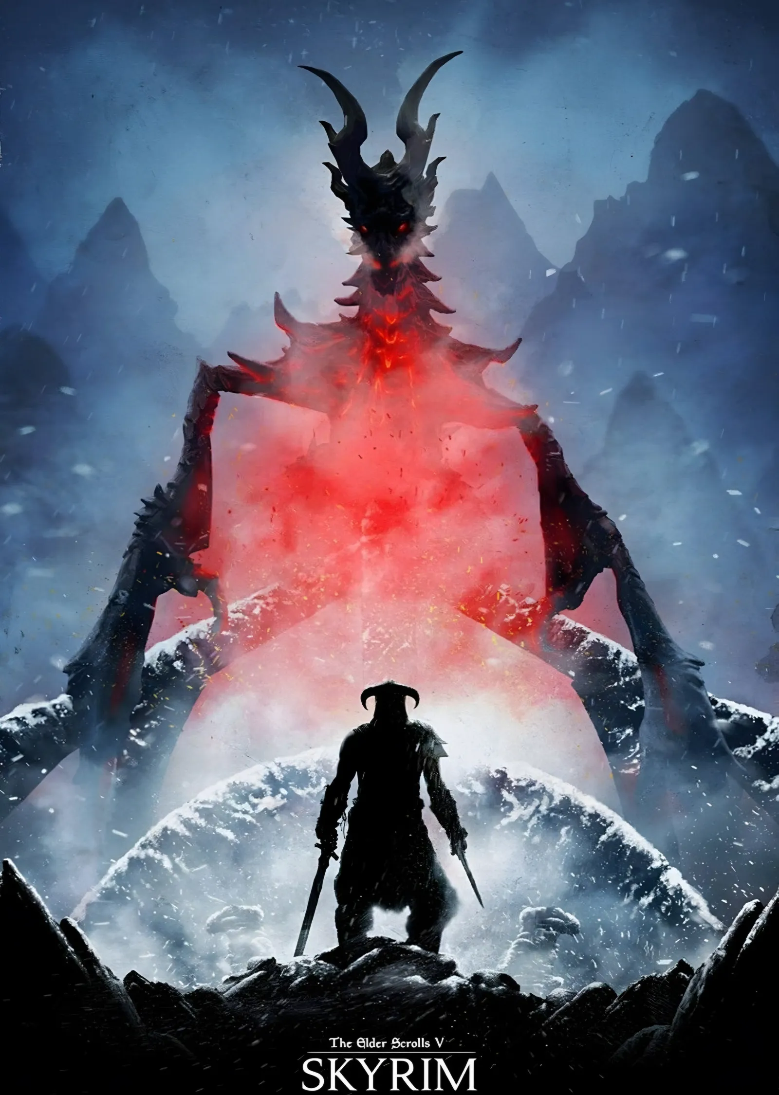 Skyrim Alduin Karşılaşması metal tablo