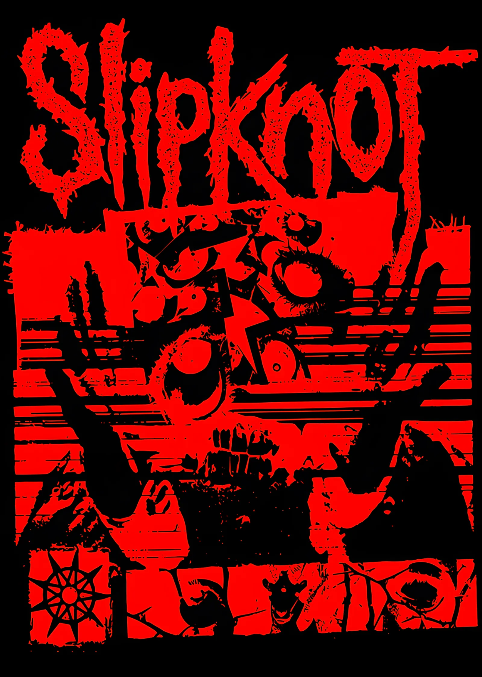 Slipknot: Kızıl Zeminde Punk Kolaj metal tablo