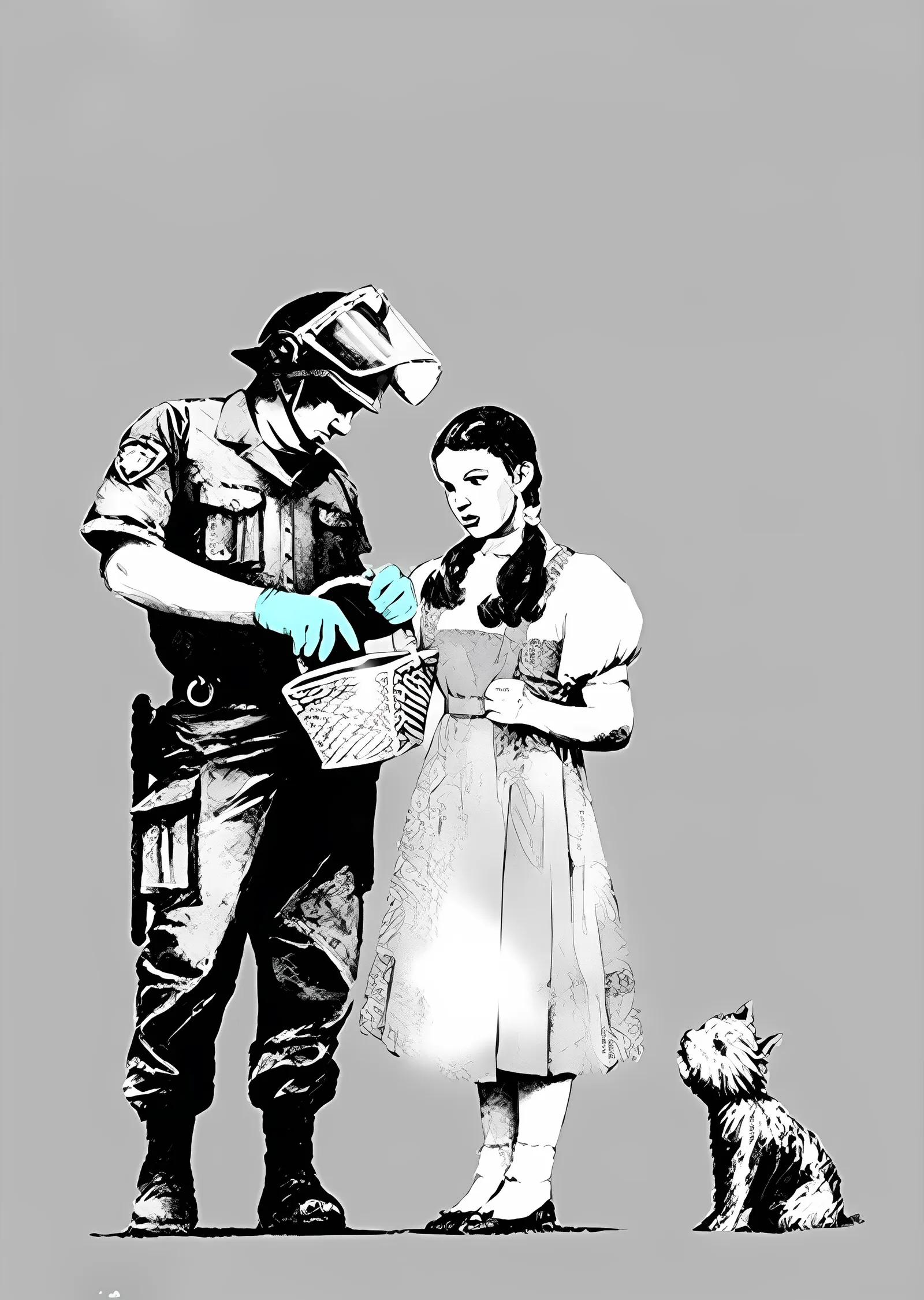 Banksy - Stop and Search, Dorothy ve Toto metal tablo