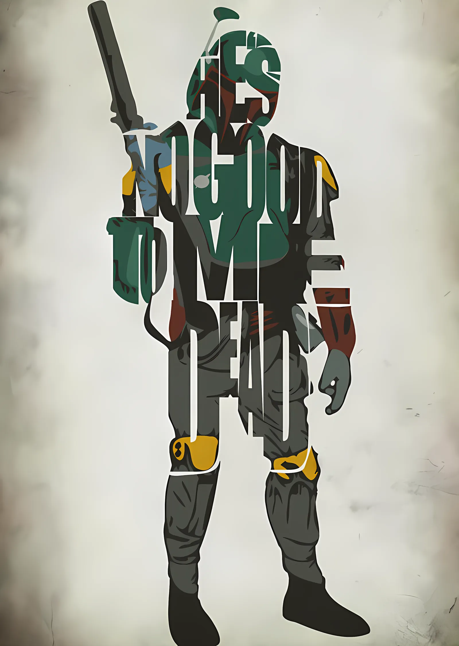 Boba Fett - Tipografi Portre metal tablo