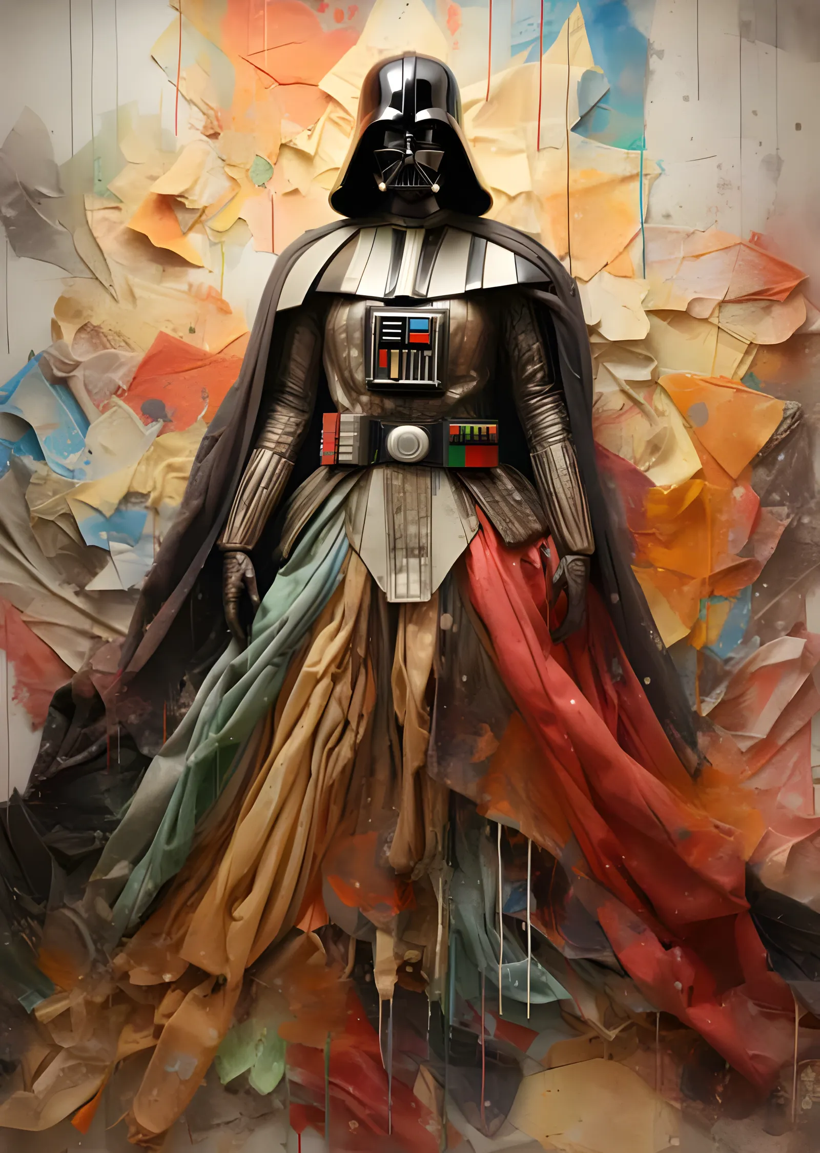 Darth Vader - Renkli Kumaş Kolaj Pelerin metal tablo