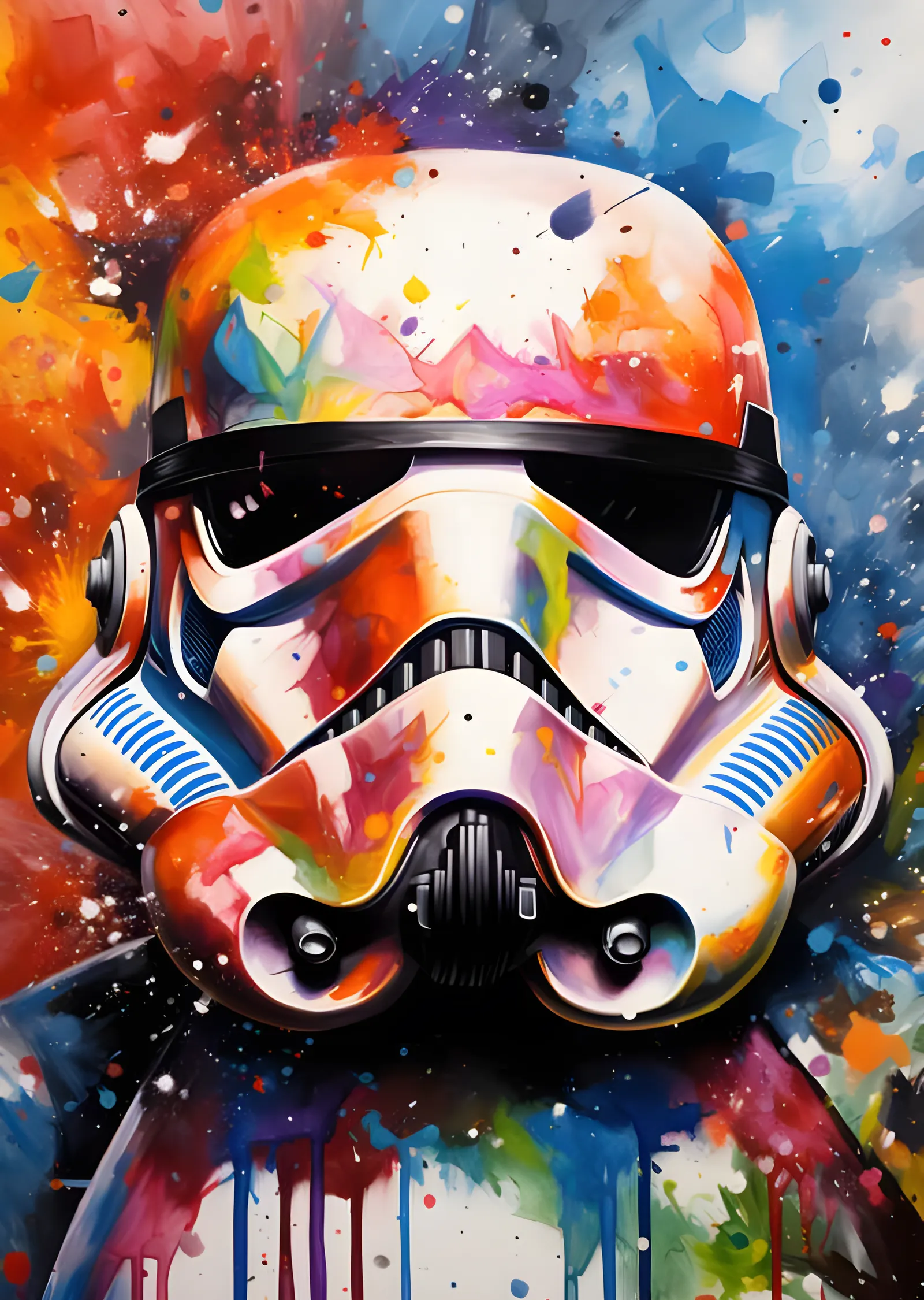 Stormtrooper Kaskı - Suluboya Renk Patlaması metal tablo