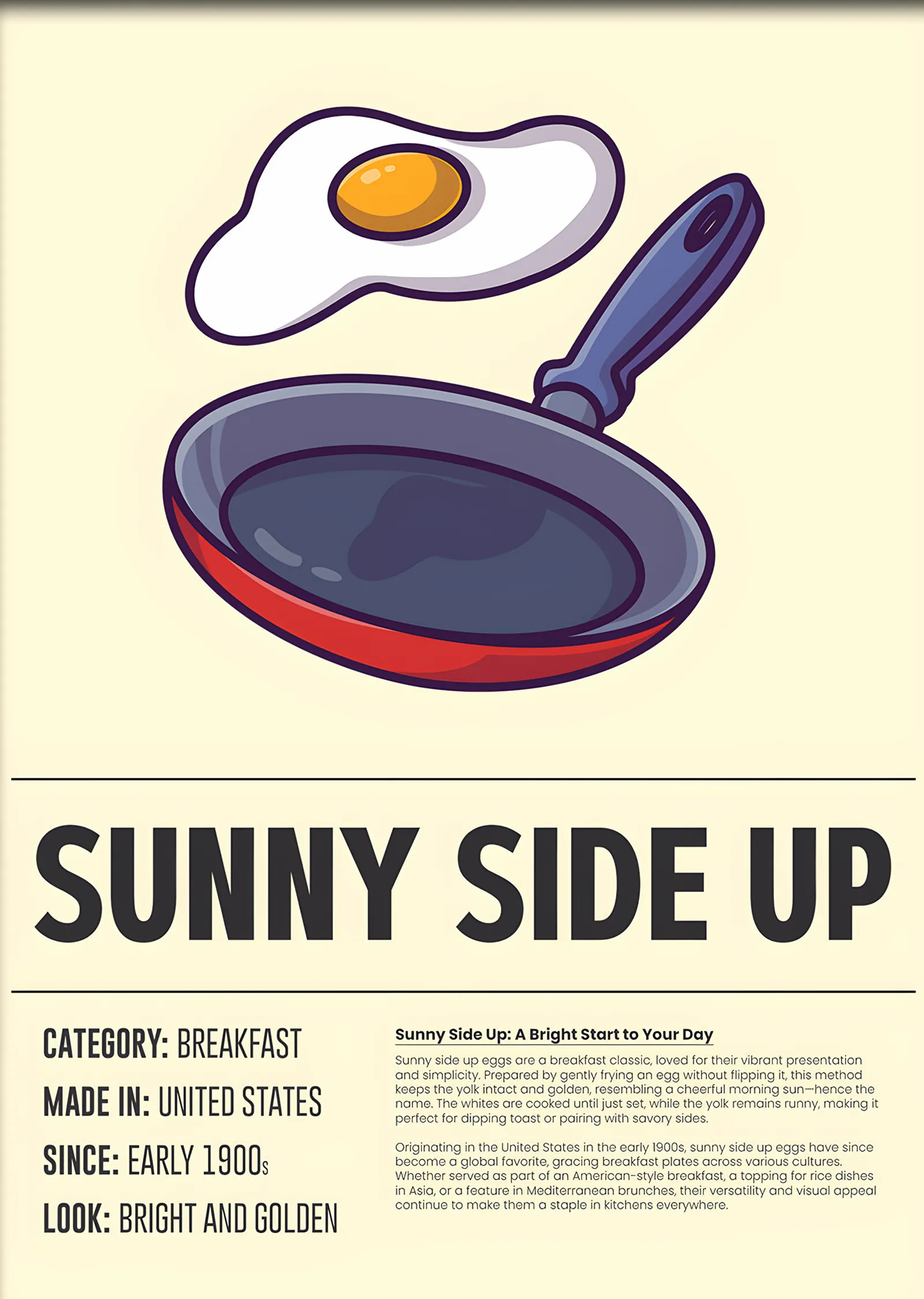Sunny Side Up Tava metal tablo