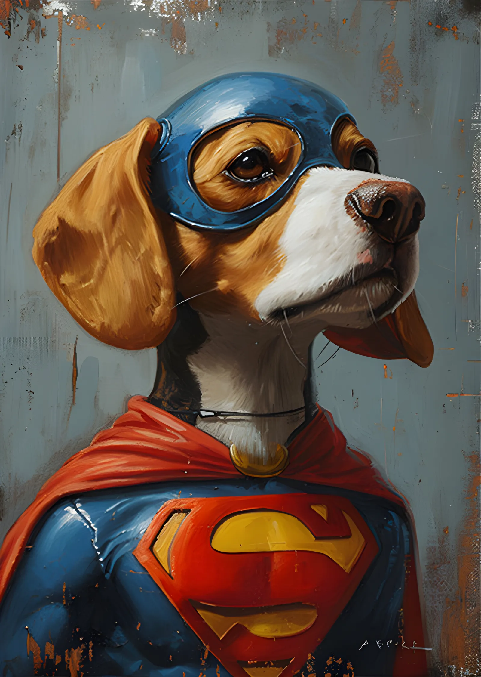 Süper Kahraman Beagle - Mavi Maske metal tablo