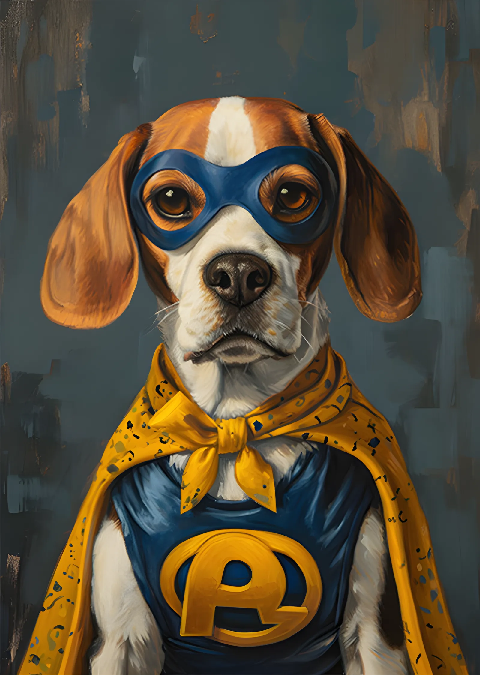 Süper Kahraman Beagle - Sarı Pelerin metal tablo