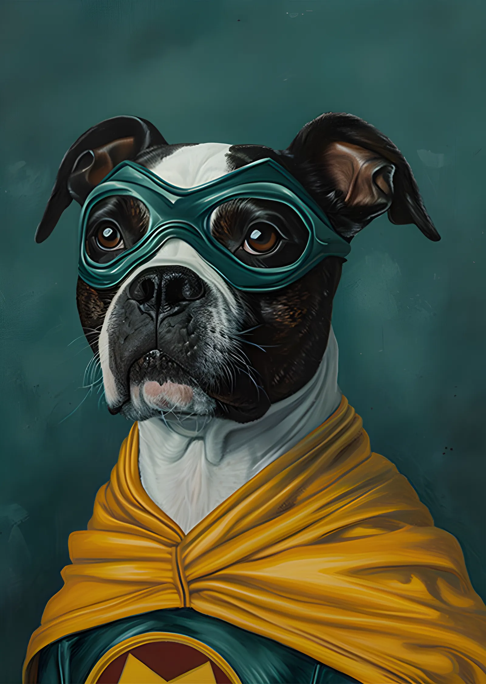 Süper Kahraman Boxer - Hardal Pelerin metal tablo