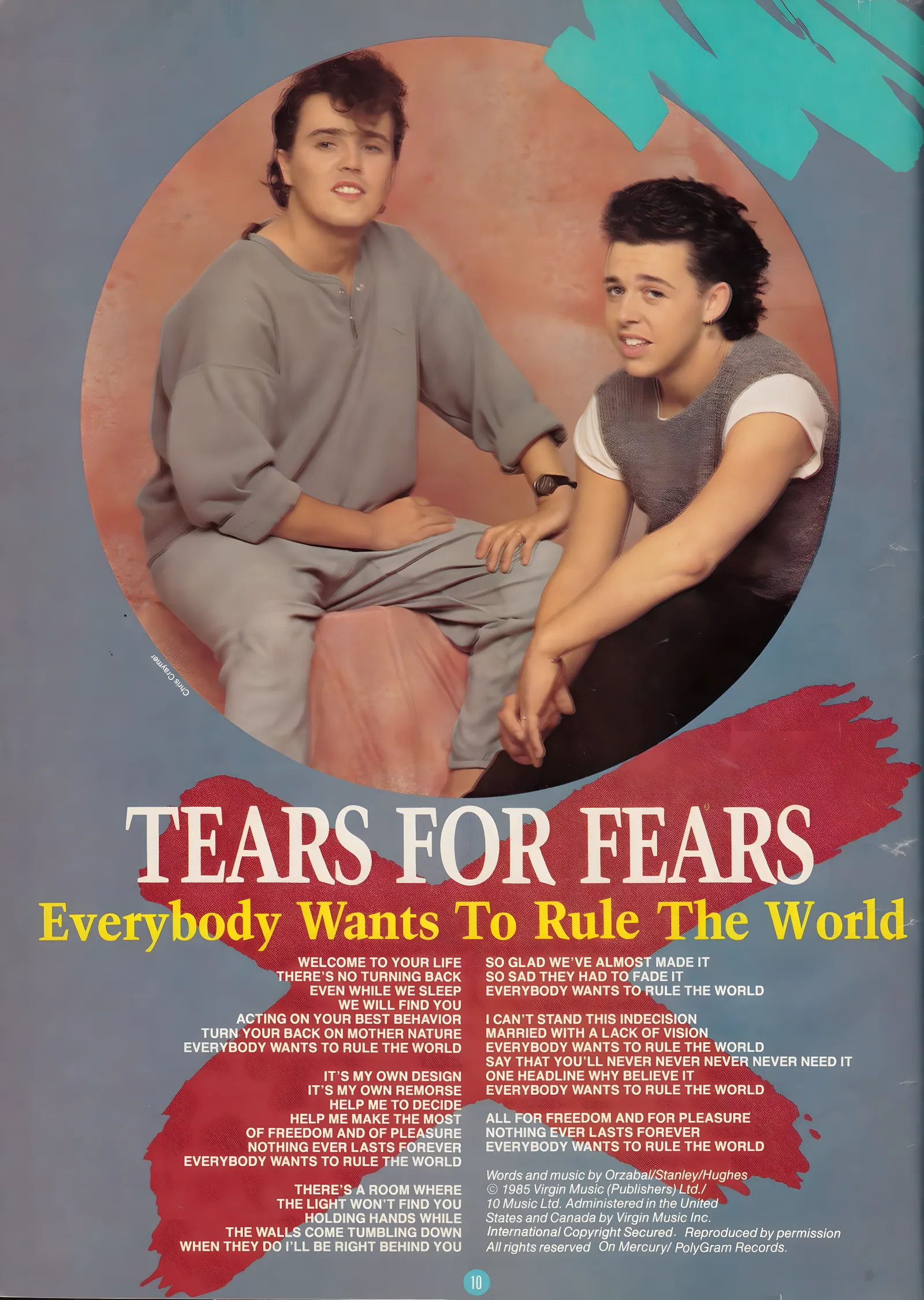 Tears for Fears: Everybody Wants to Rule the World metal tablo