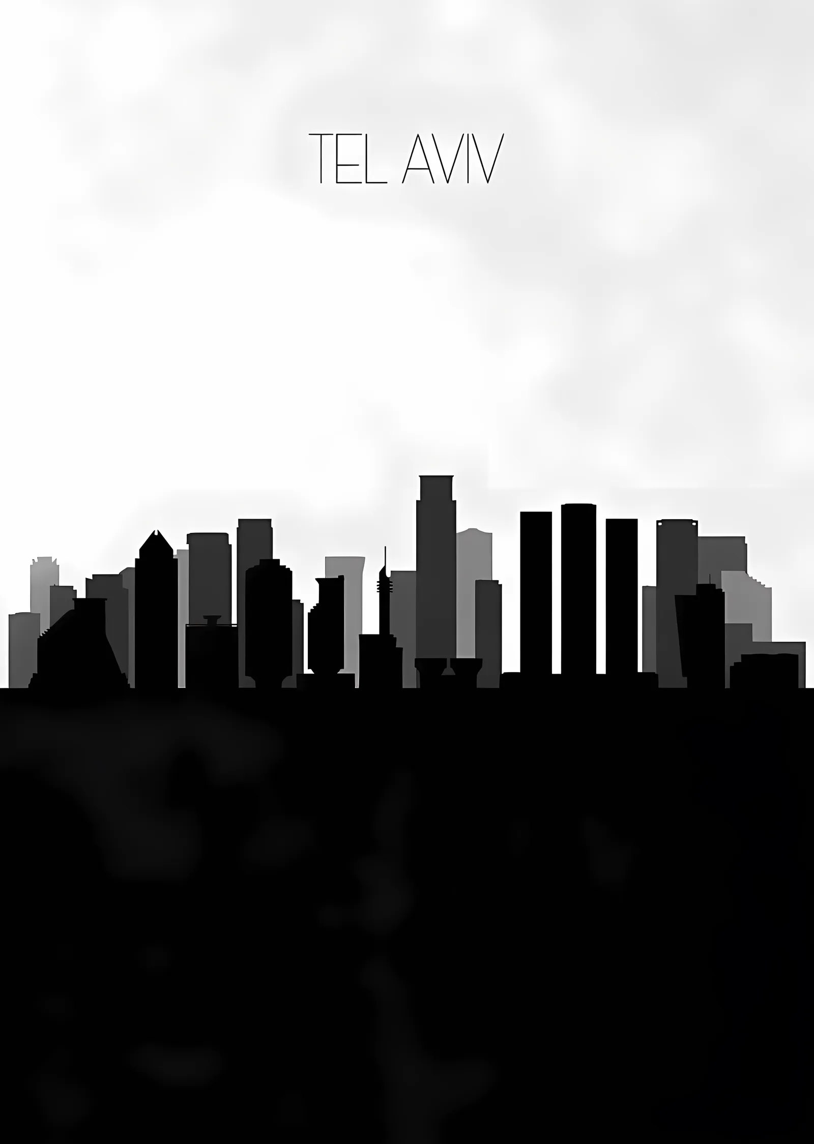 Tel Aviv Silueti metal tablo