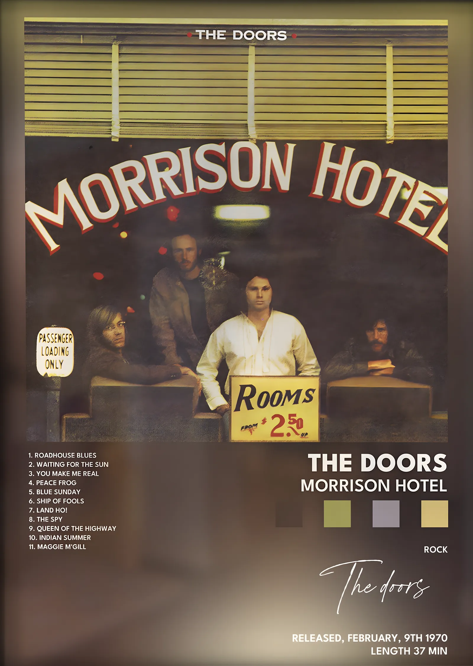 The Doors: Morrison Hotel metal tablo