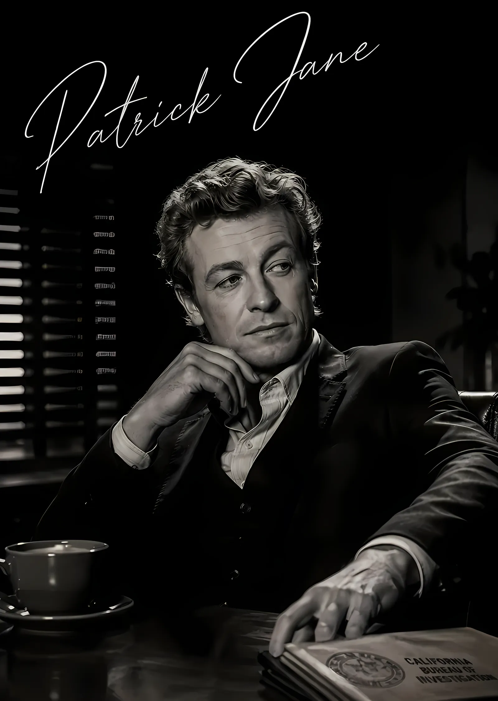 The Mentalist: Ofis Masasında Patrick Jane metal tablo