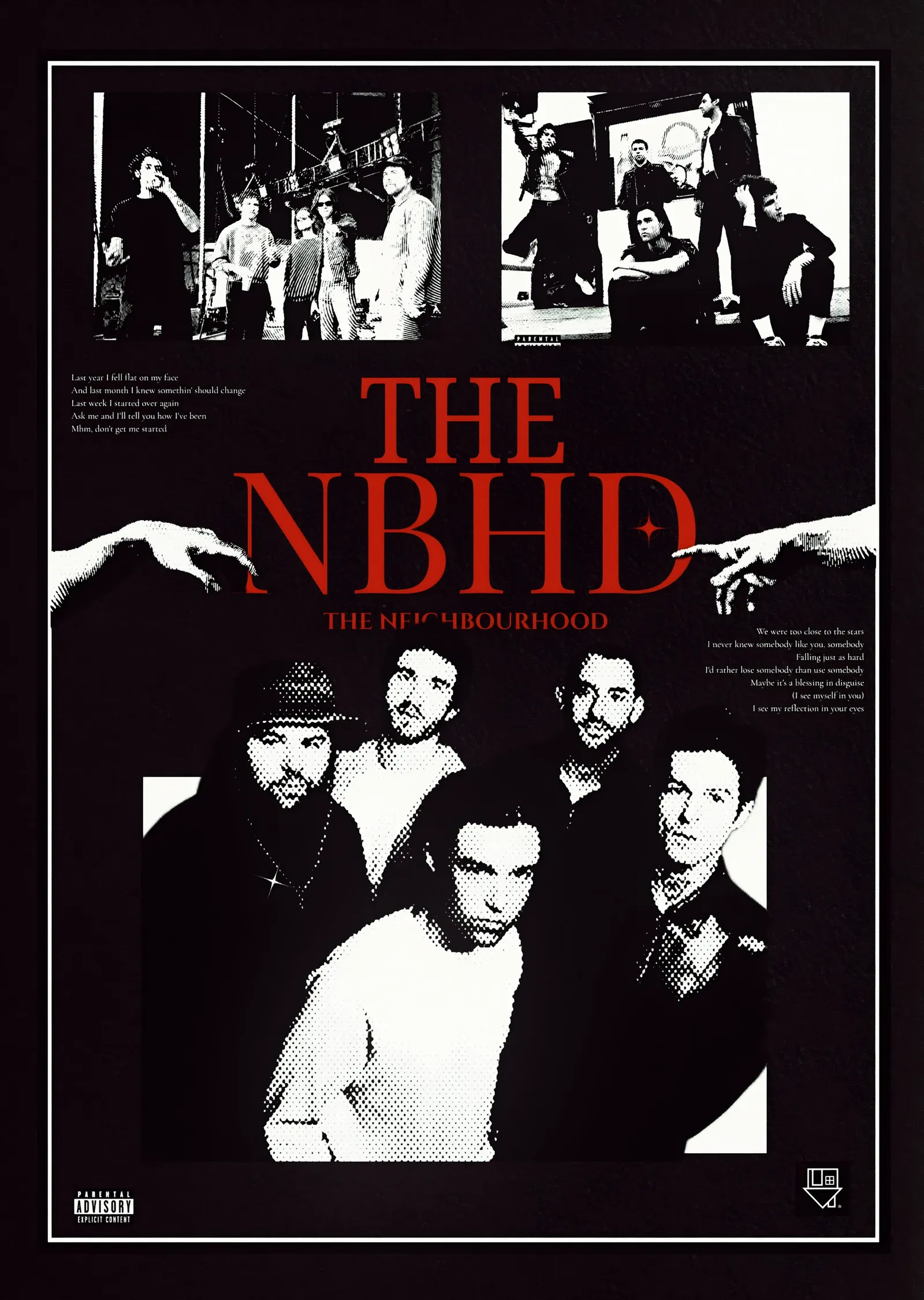 The Neighbourhood: Siyah Beyaz Kolaj metal tablo