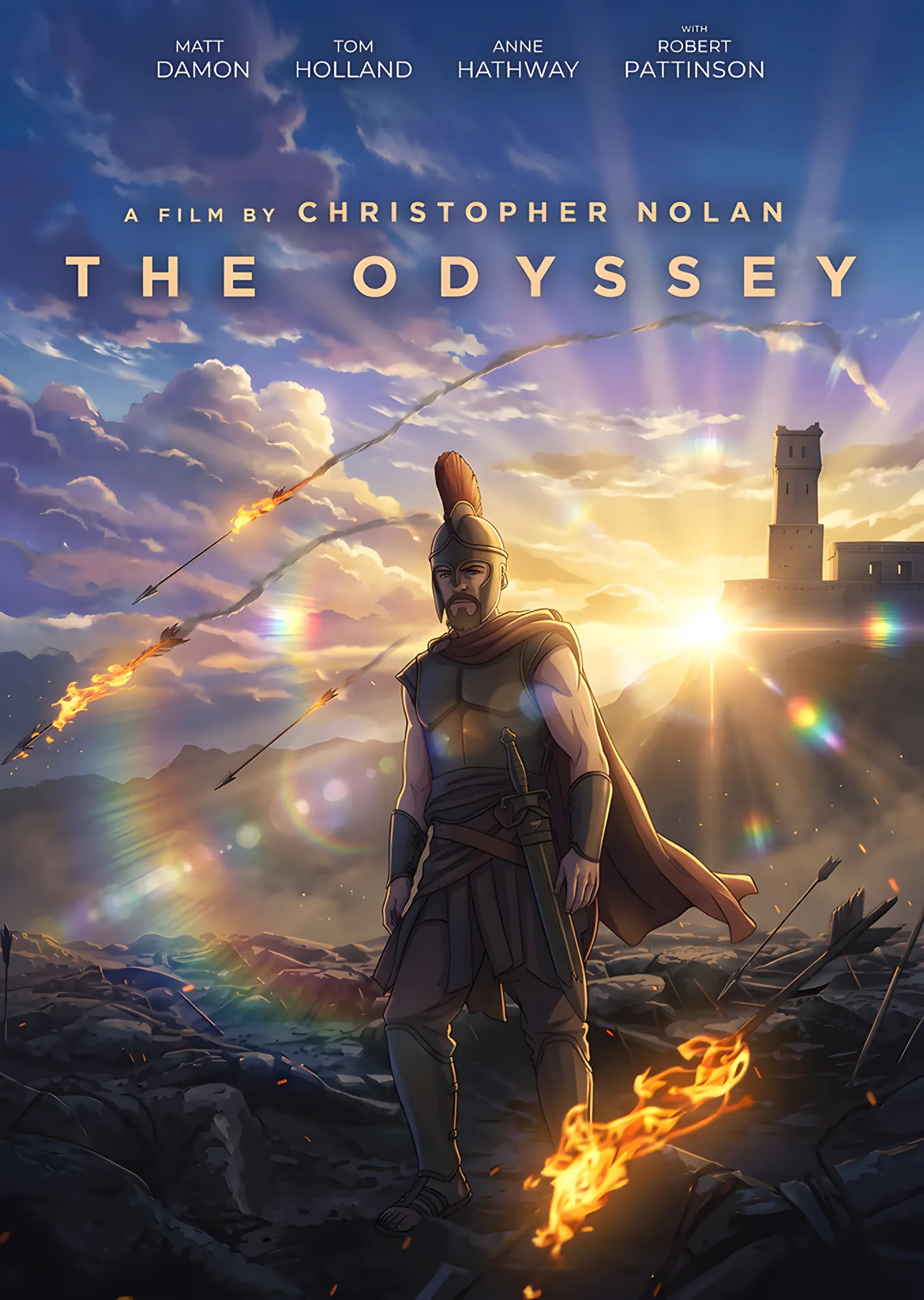 The Odyssey: Güneşin Önünde Miğferli Savaşçı metal tablo