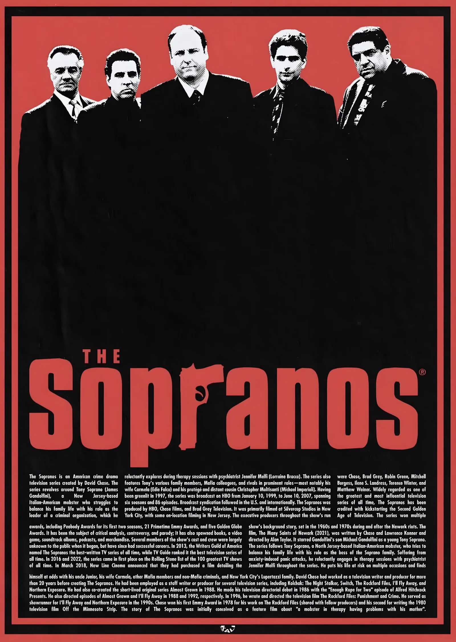 The Sopranos - Kırmızı Çerçeve metal tablo