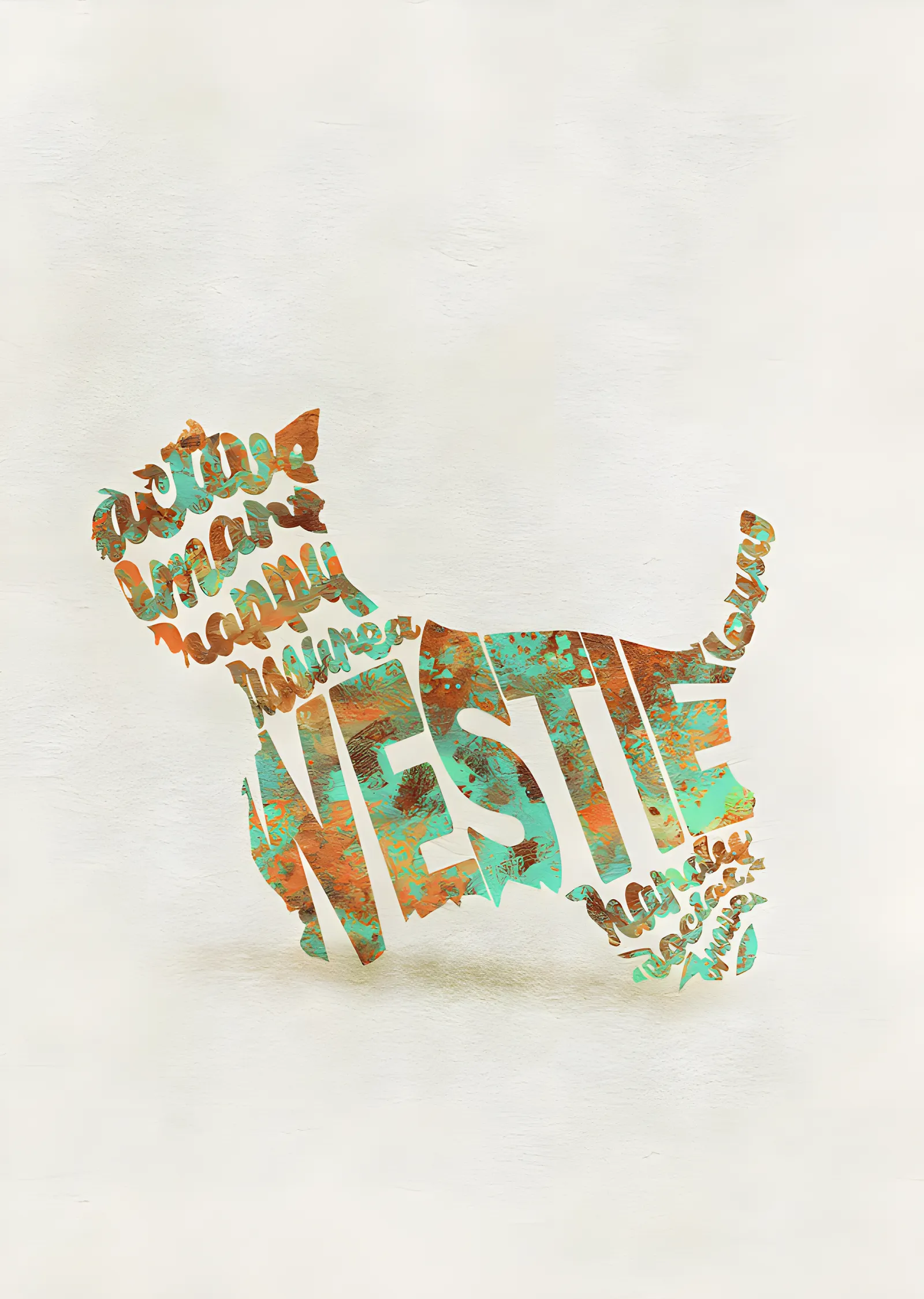 West Highland White Terrier - Tipografi metal tablo