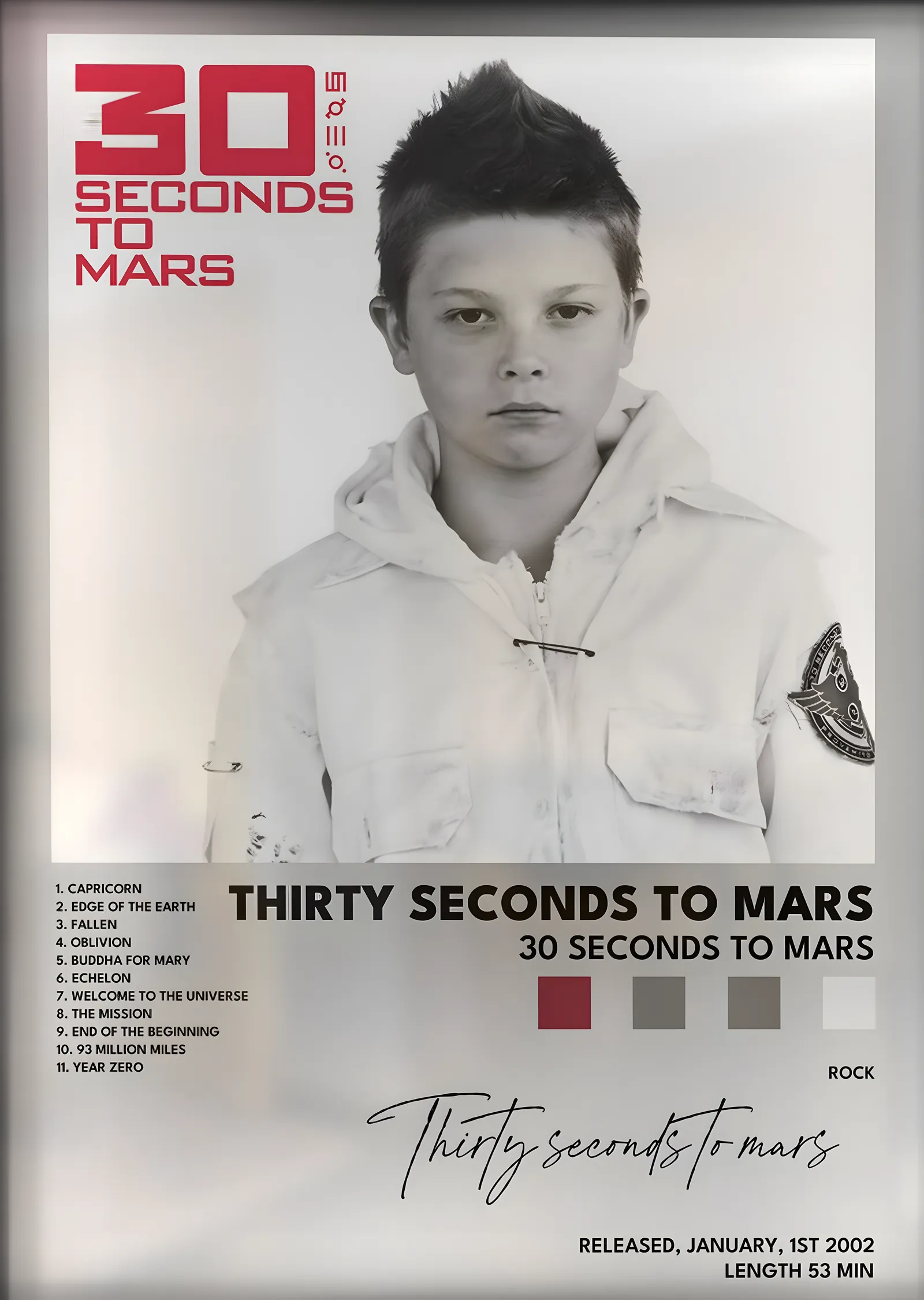 Thirty Seconds to Mars: 30 Seconds to Mars metal tablo