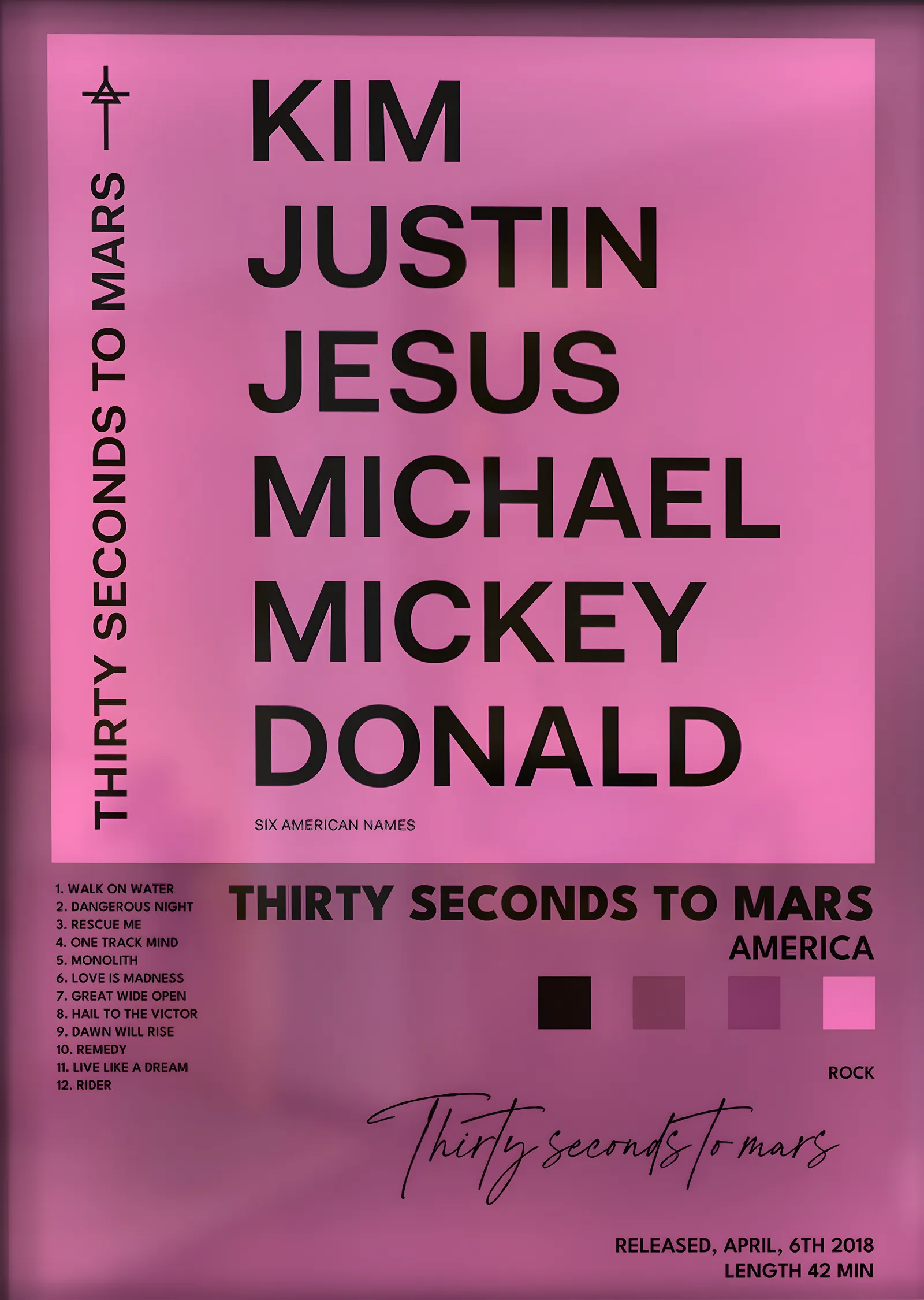 Thirty Seconds to Mars: America metal tablo